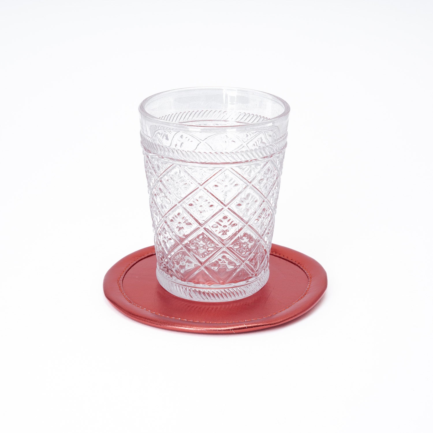 Sottobicchiere in ecopelle metallizzata rossa D.12CM