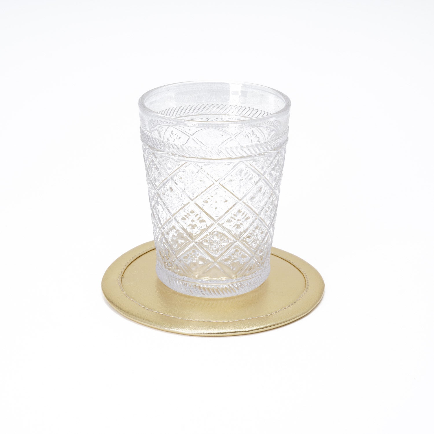 Sottobicchiere in ecopelle metallizzata oro D.12CM