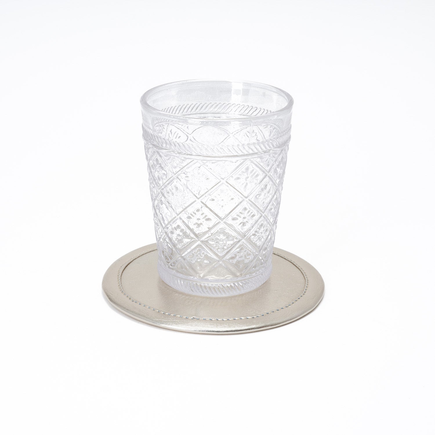 Sottobicchiere in ecopelle metallizzata champagne D.12CM