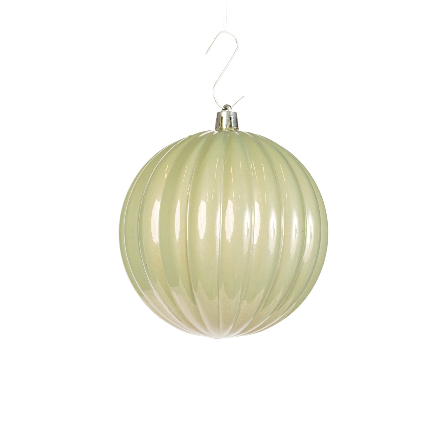 Palline in plastica rigate, colroe grigio perlato, diametro di 6CM