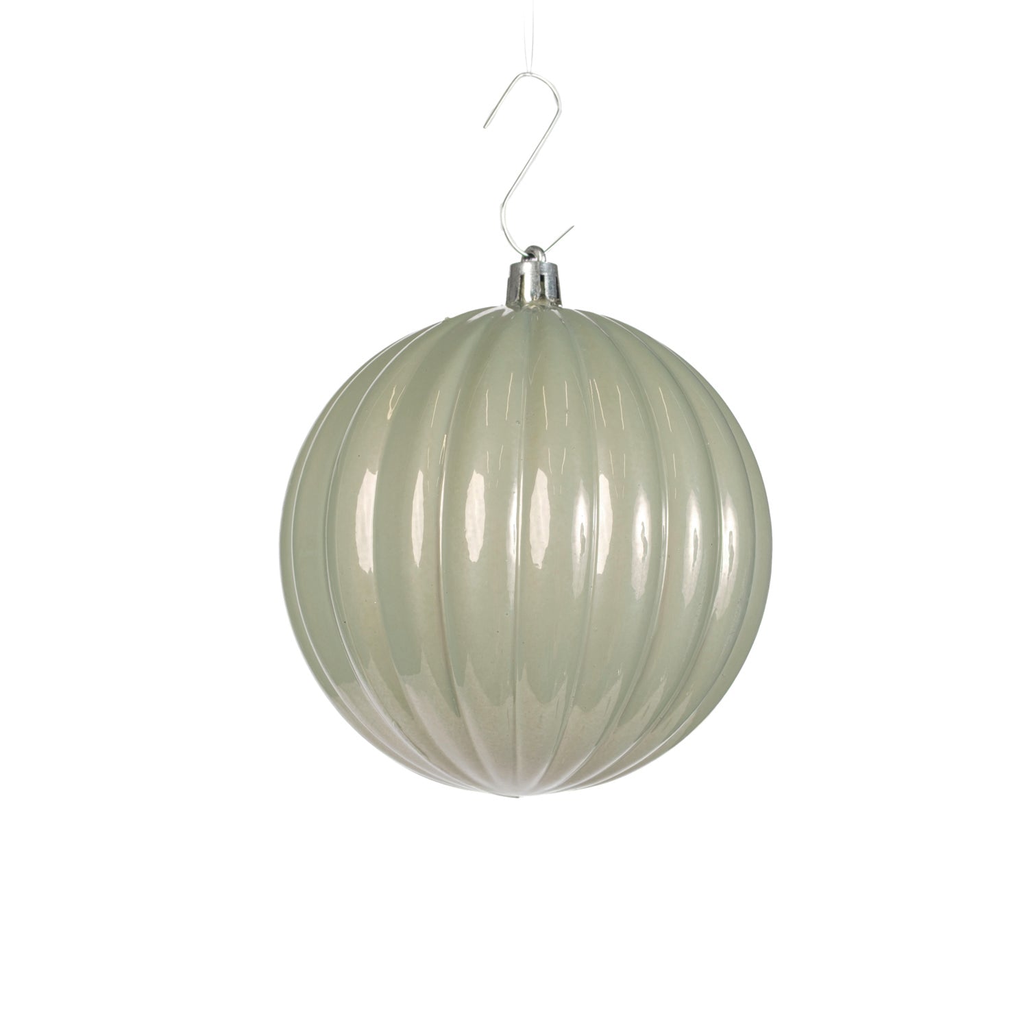 Palline in plastica rigate, colore grigio perlato, diametro di 6CM