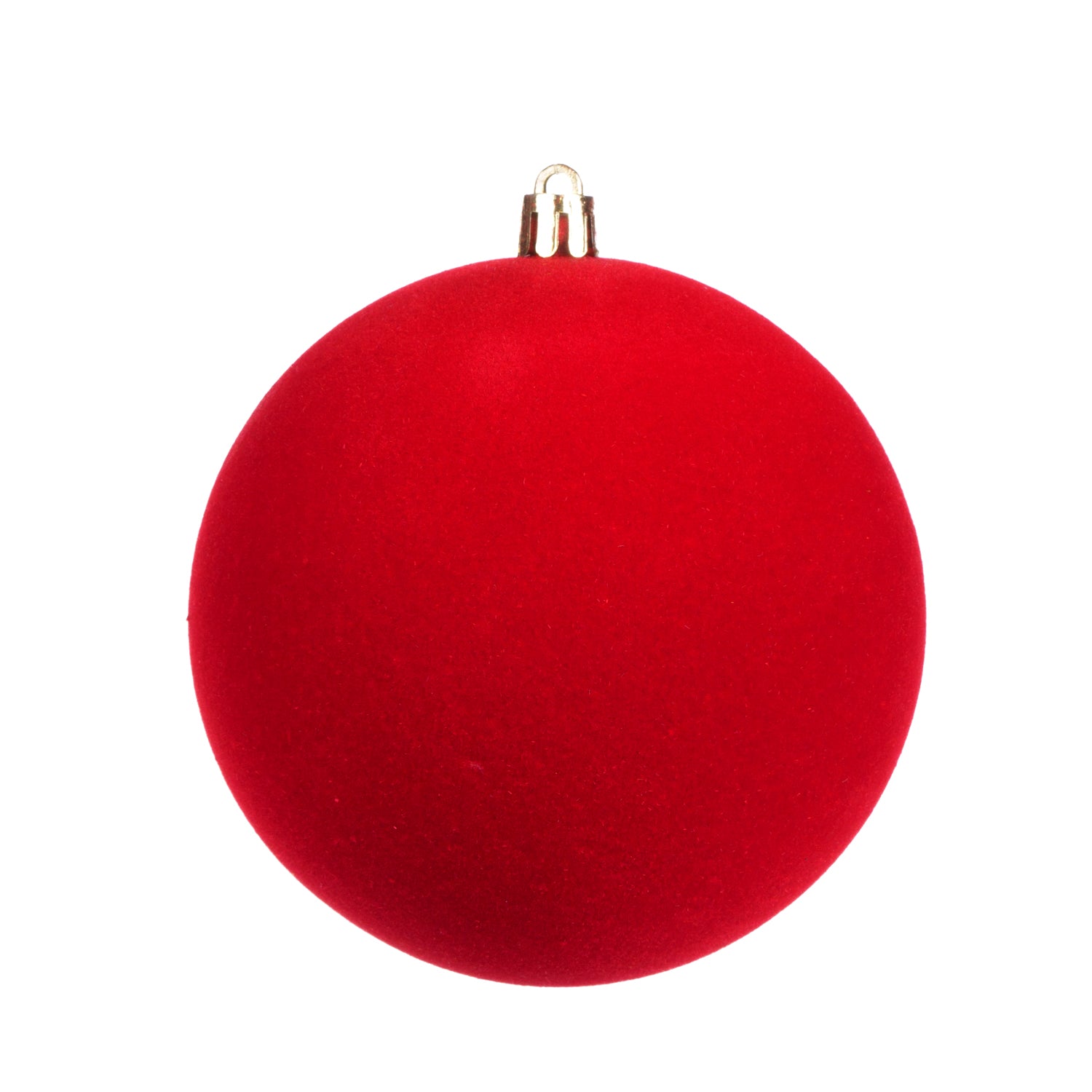 Box 2 sfere da 12 cm colore rosso floccato, decorazione Natalizia.
