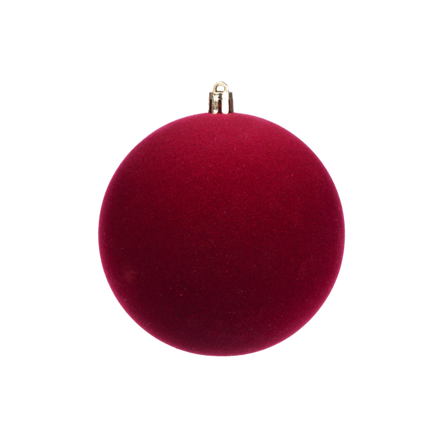Box 2 sfere da 12 cm colore bordeaux floccato, decorazione Natalizia.