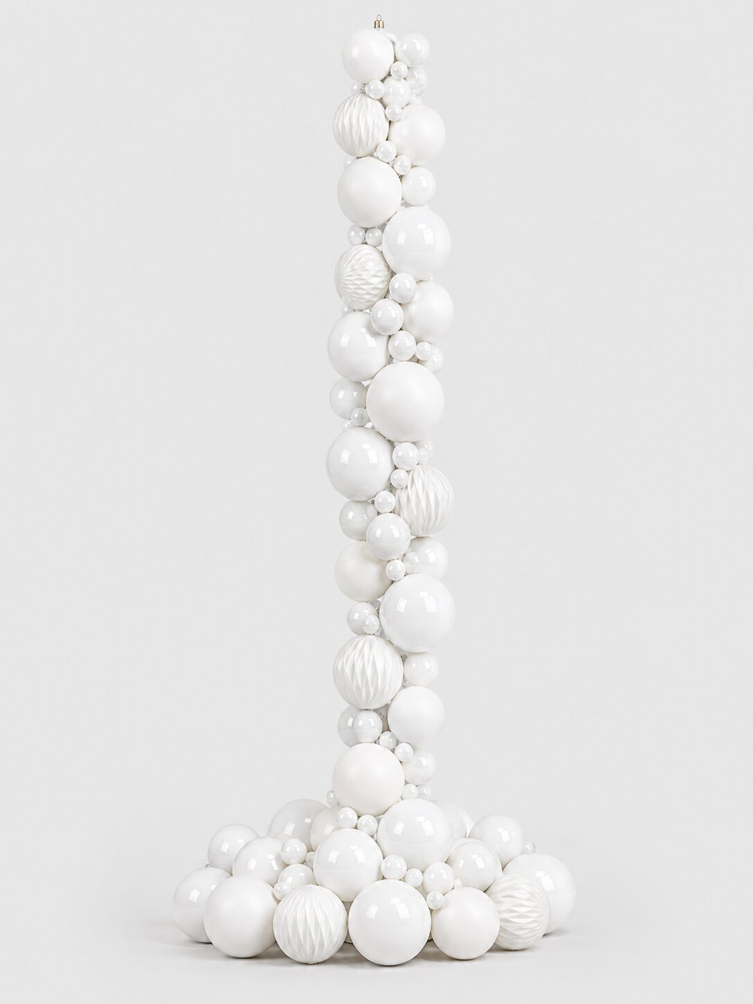 Festone da 100 sfere mix di colore bianco, decorazione Natalizia.