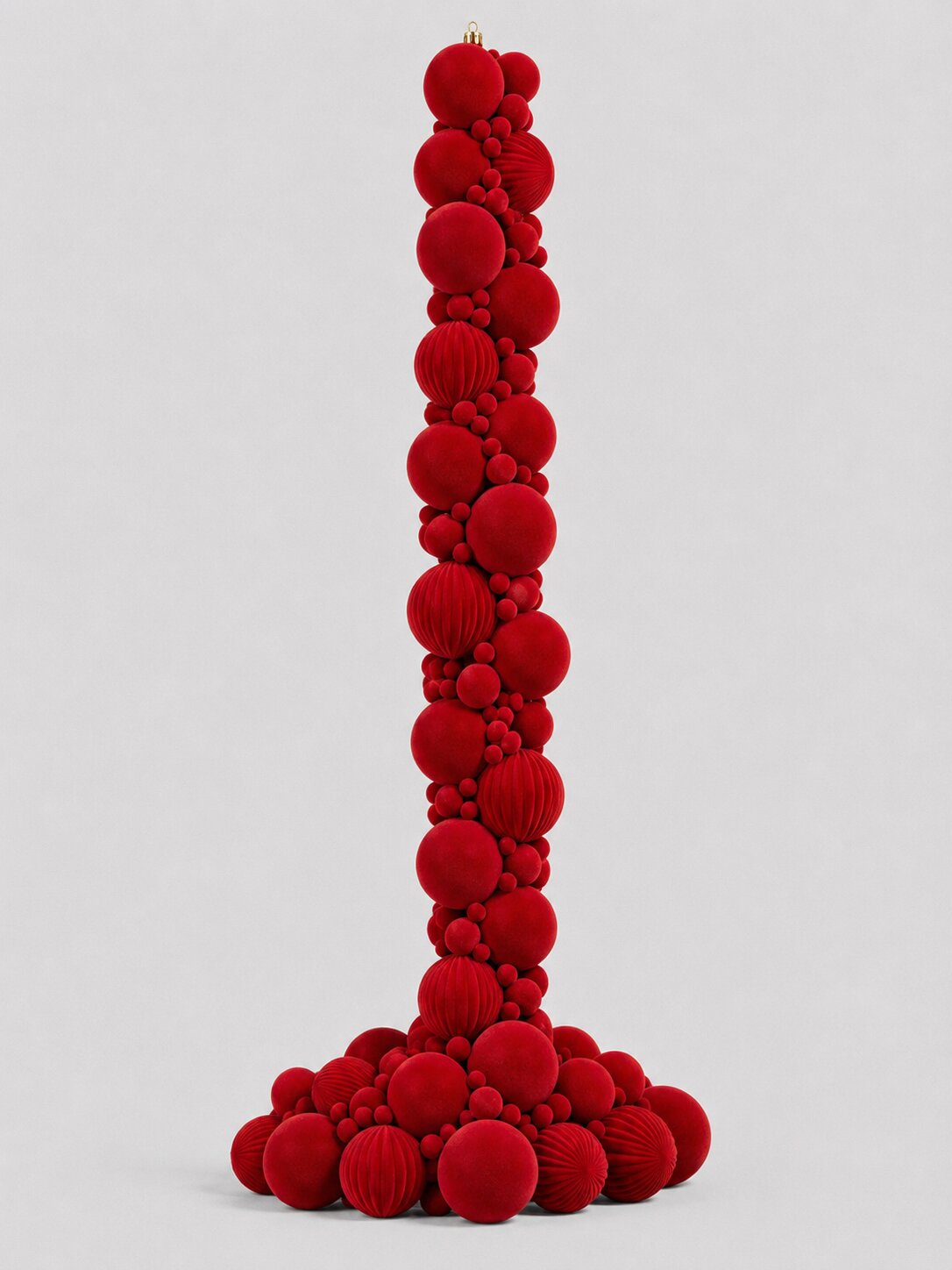 Festone da 100 sfere mix di colore rosso floccato, decorazione Natalizia.
