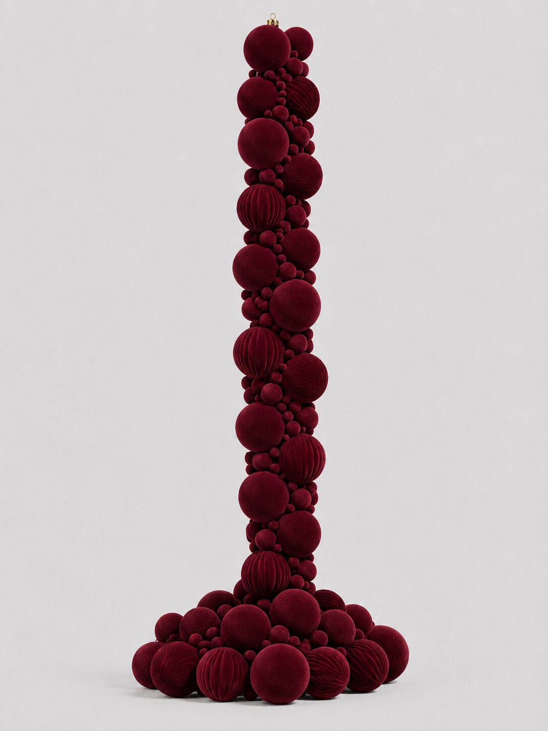 Festone da 100 sfere mix di colore bordeaux floccato, decorazione Natalizia.