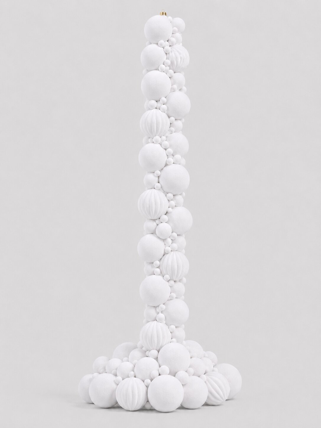 Festone da 100 sfere mix di colore bianco floccato, decorazione Natalizia.