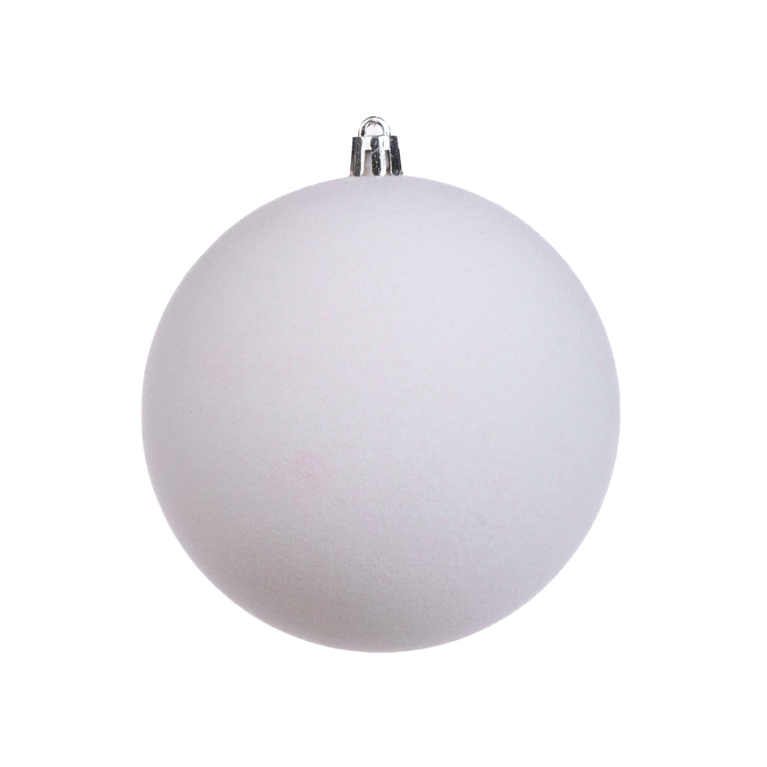 Box 8 sfere da 8 cm colore bianco floccato, decorazione Natalizia.