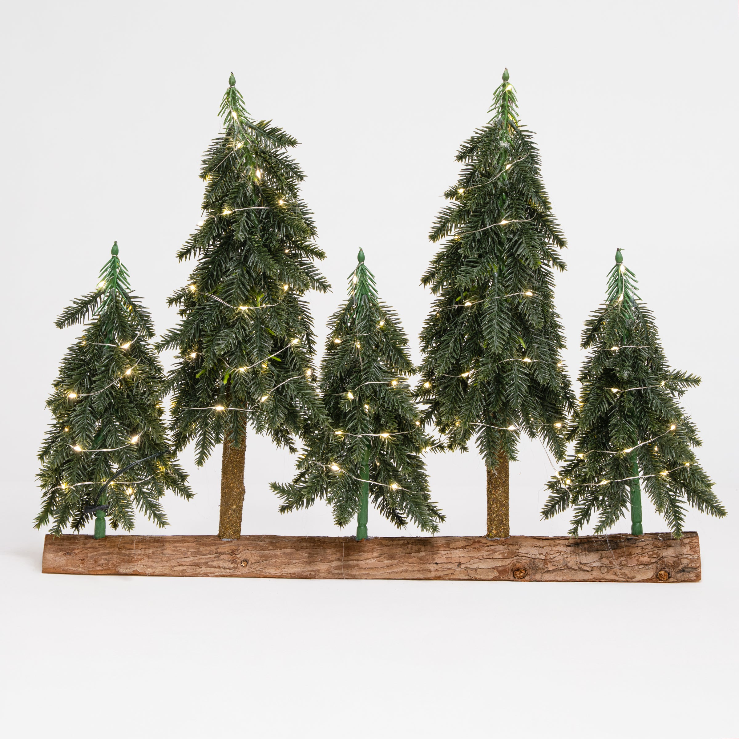 Mini foresta da 5 pini con led, decorazione Natalizia
