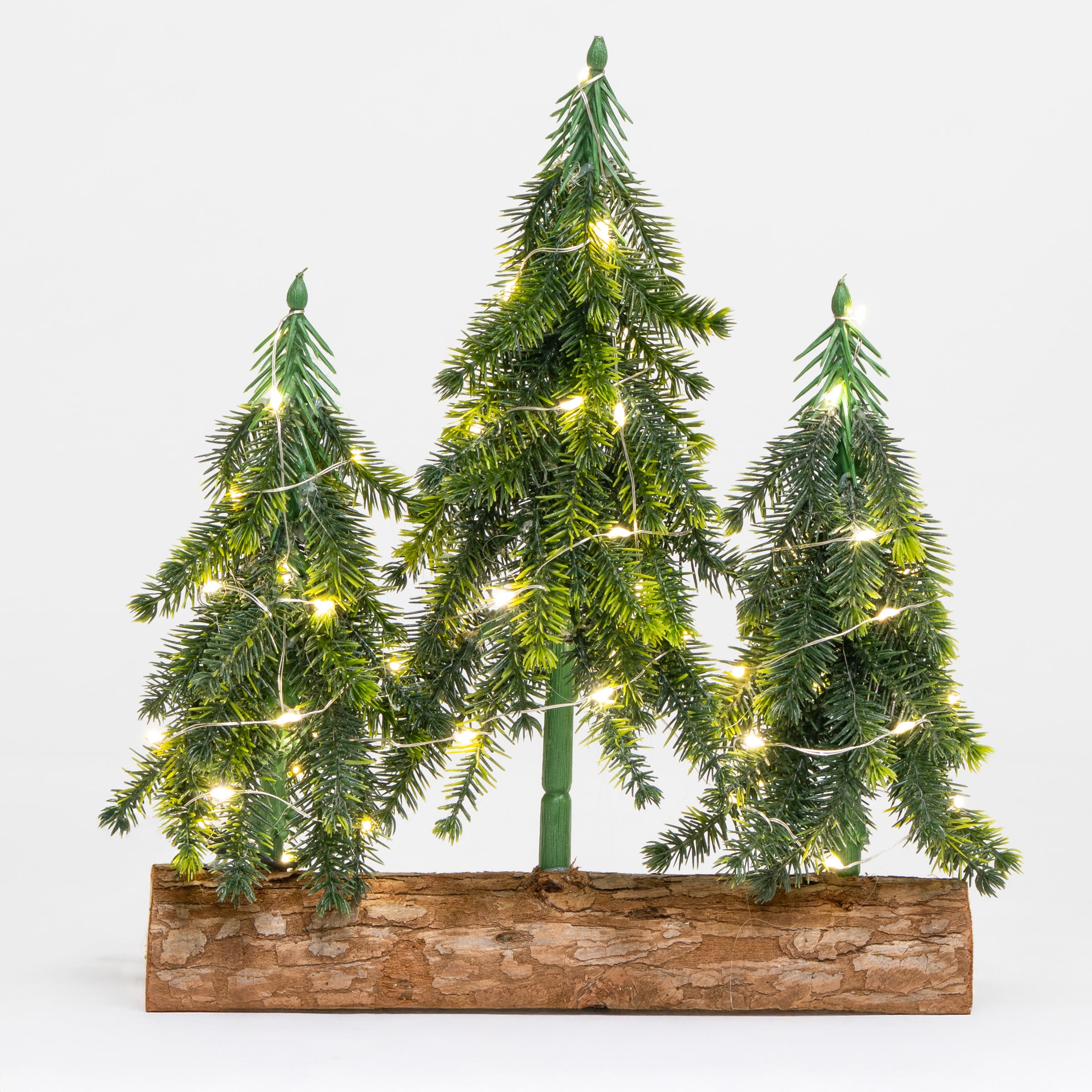 Mini foresta da 3 pini con led, decorazione Natalizia