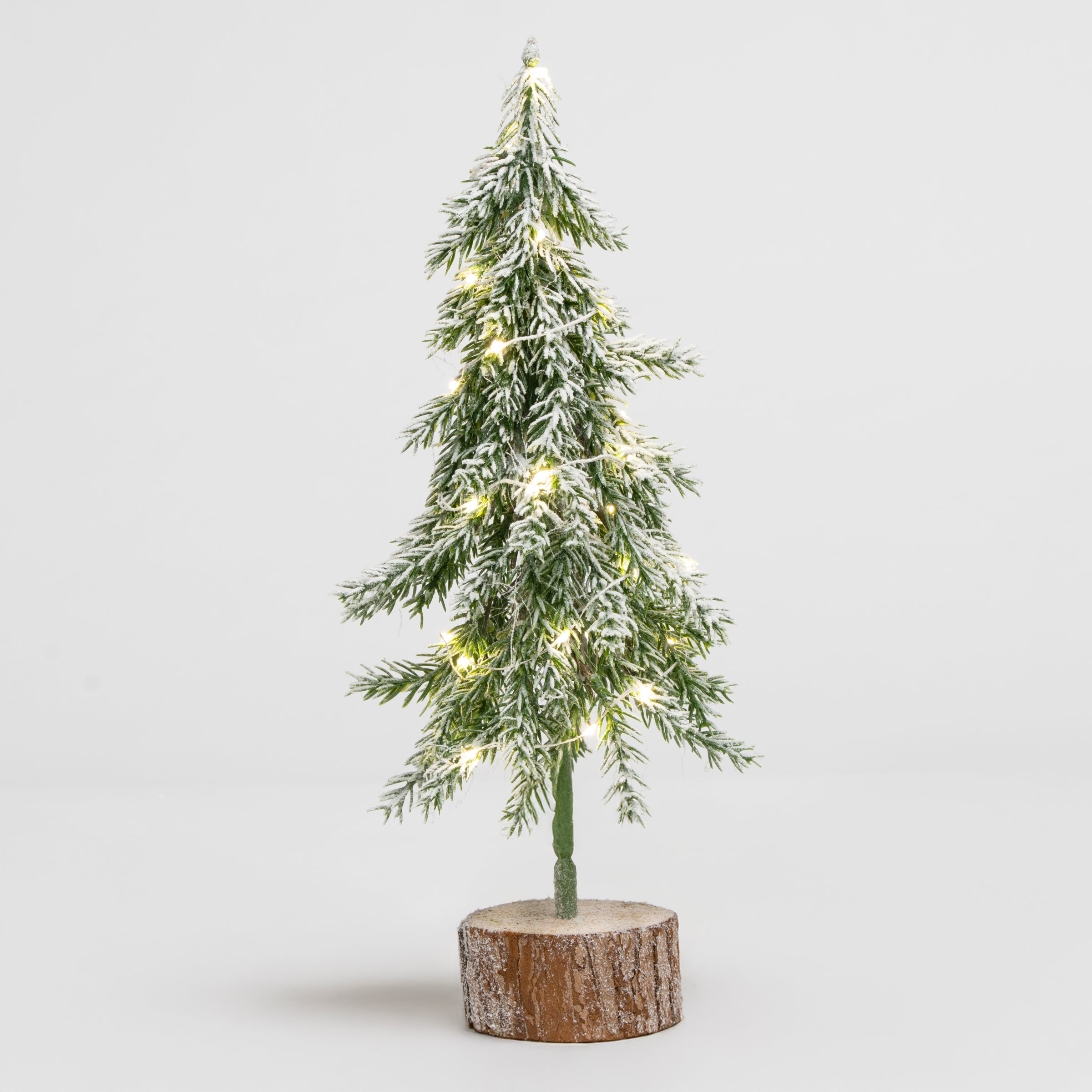 Alberello di pino innevato da 50cm con led, decorazione Natalizia