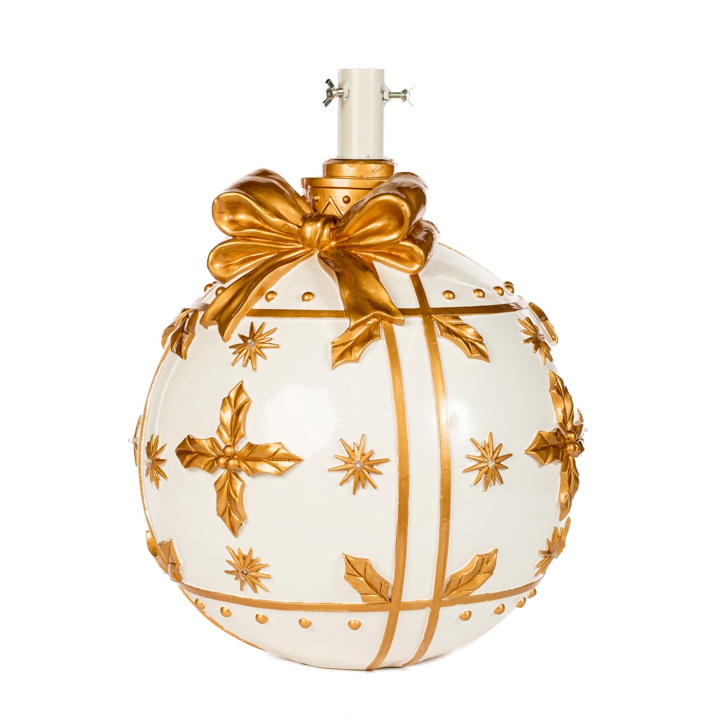 Base albero sfera con fiocco, base biancacon luci 51X51X61CM