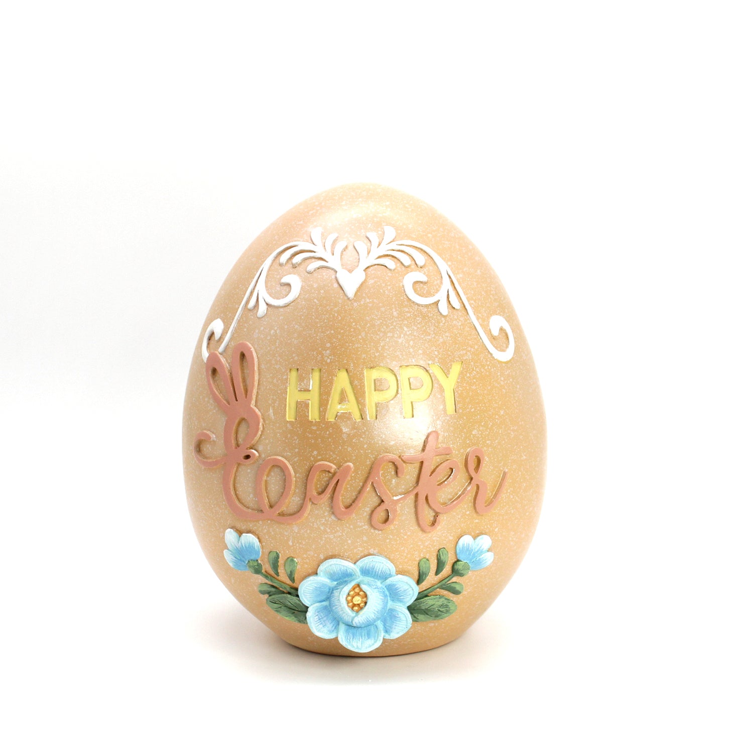 Uovo decorato in resina 18x22cm, decorazione per pasqua, allestimento