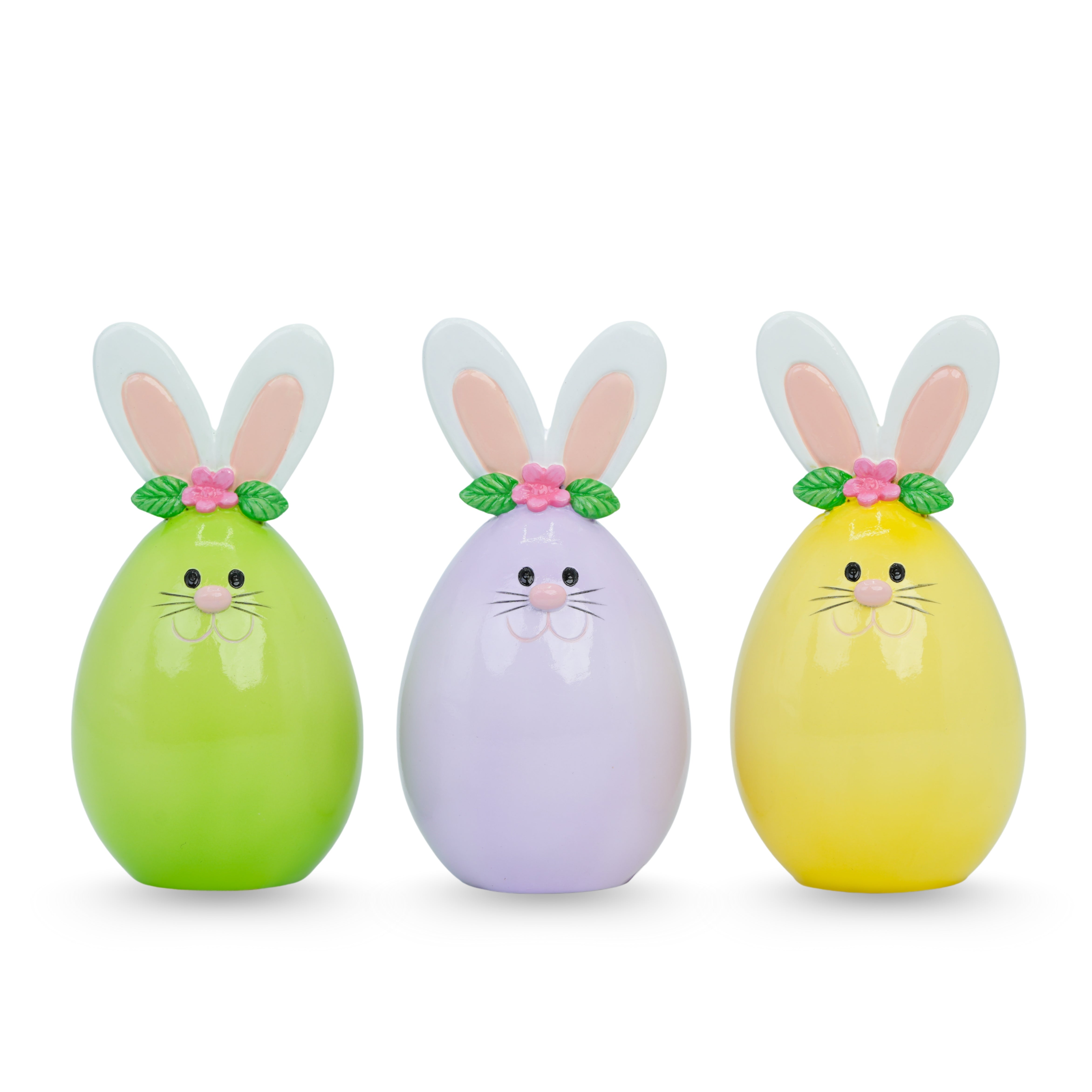 Set 3 ovetti coniglio in resina,7x12cm, decorazione per pasqua, idea regalo