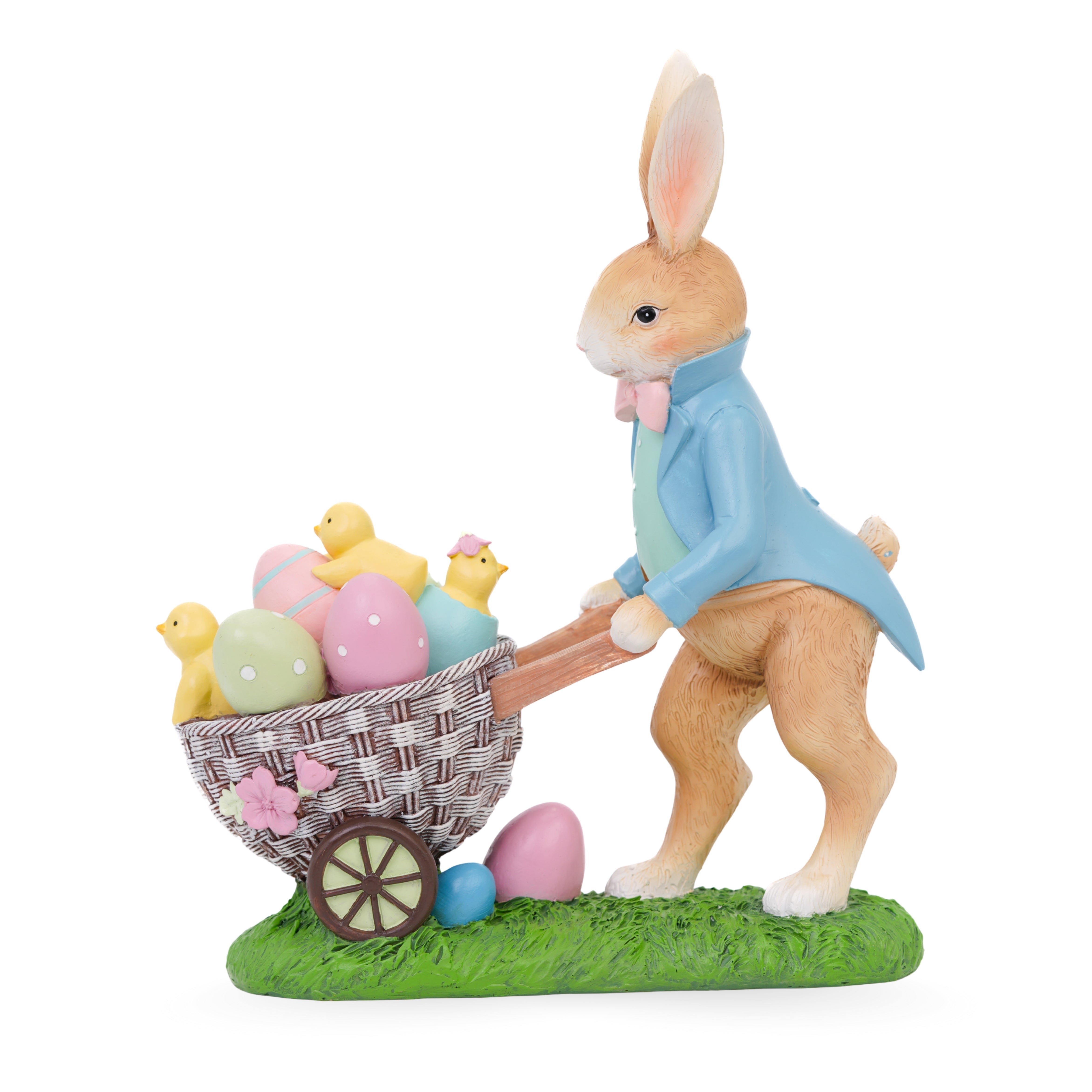 Coniglio con caretto pasquale in resina,25x10x31cm, decorazione per pasqua, idea regalo