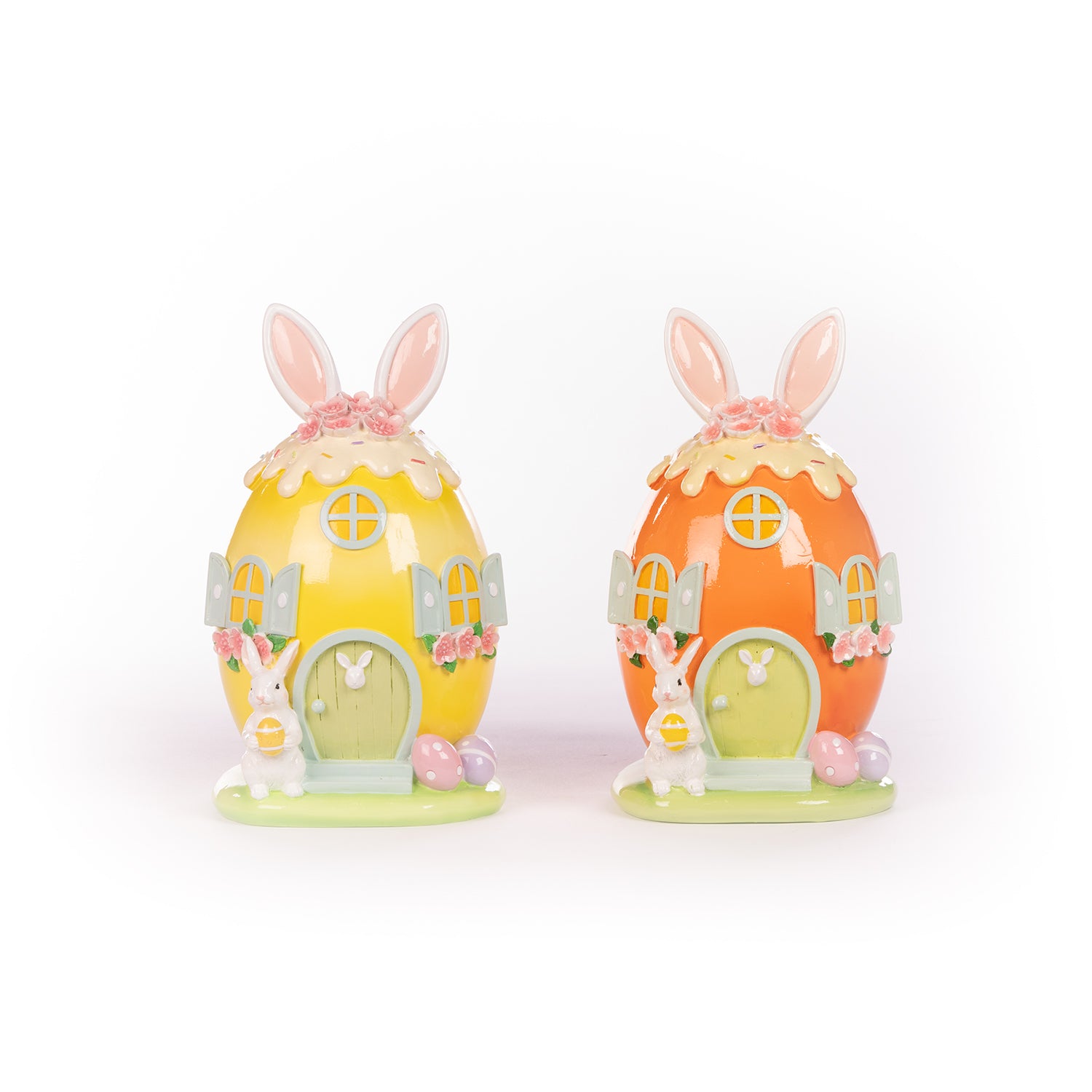 Set 2 Uova Casa Candy, in resina,16x16x25cm, decorazione per pasqua, idea regalo