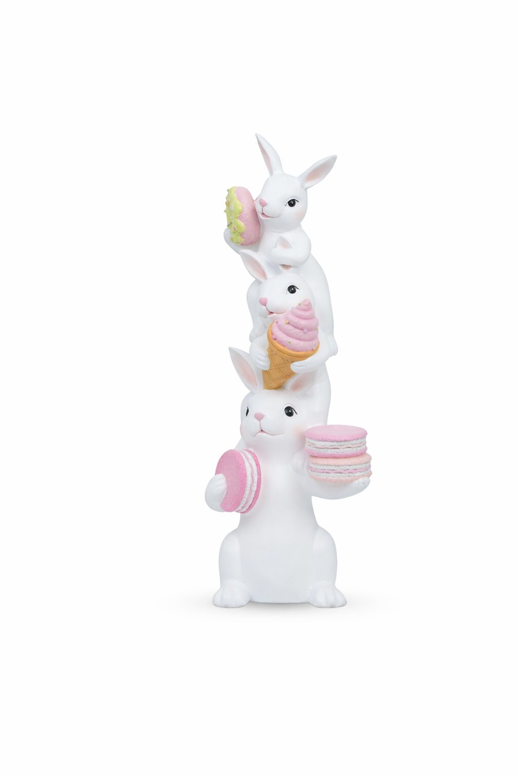 Obelisco Conigli candy, in resina,17x16x47cm, decorazione per pasqua, idea regalo