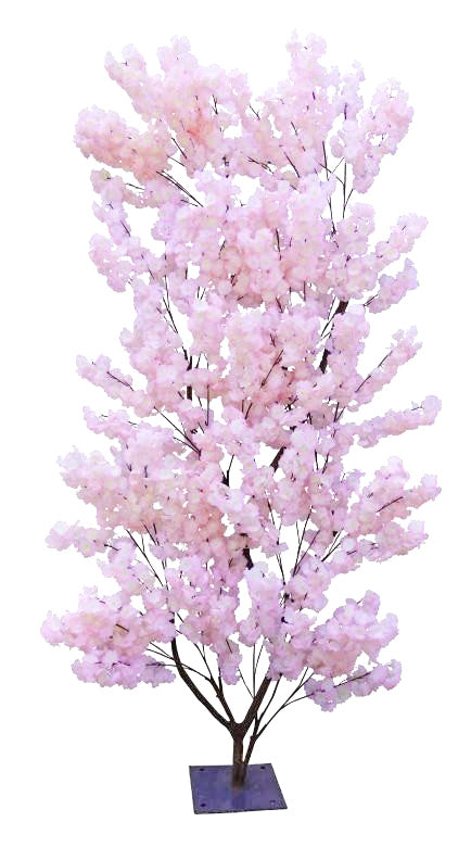 Albero di pesco a parete con foglie rosa, H.250CM