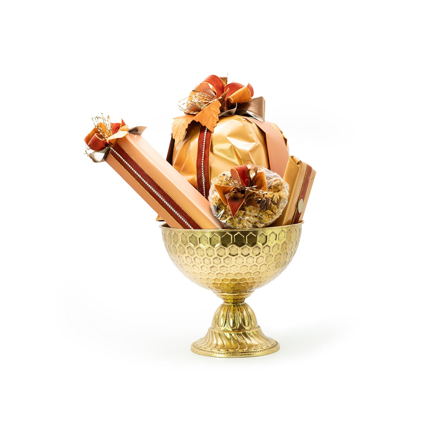 Vaso Oro retrò Decoro Esagoni 26X26X23CM