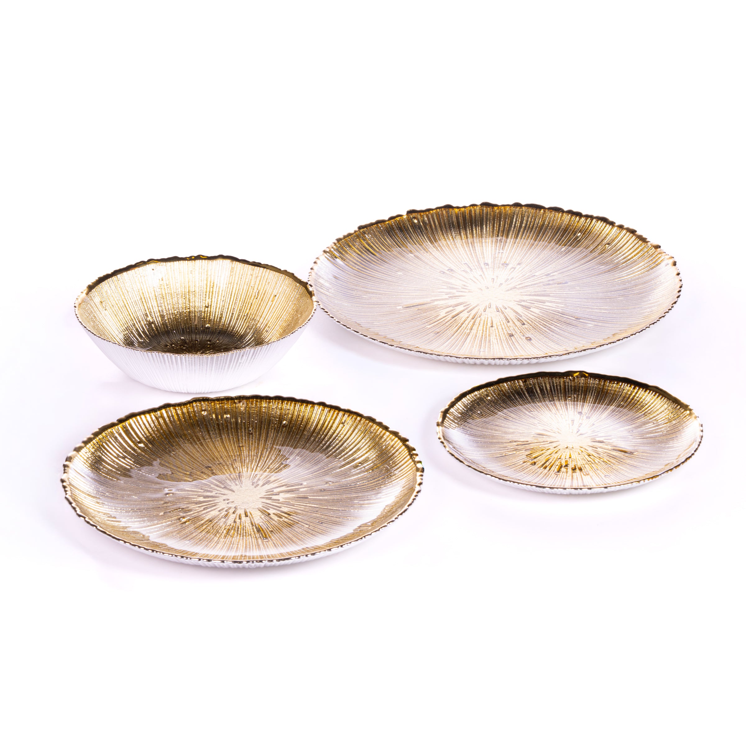 Set da 4 pezzi eleganti effetto oro lucido in vetro, allestimento eventi, mise en place