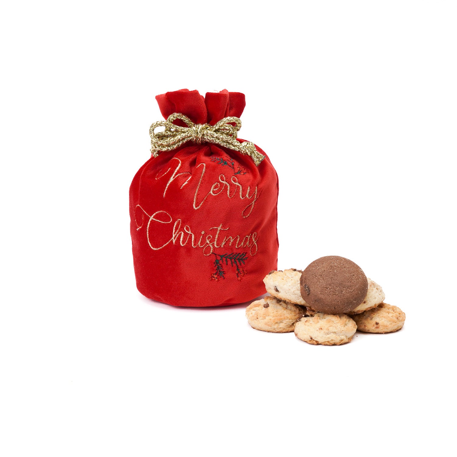 Sacco di Natale rosso in velluto 10x17cm, decorazione e confezione Natalizia