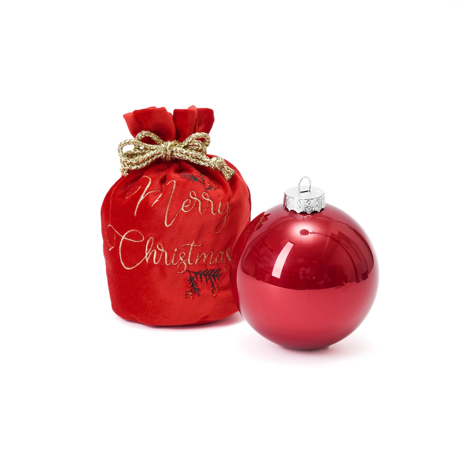 Sacco di Natale rosso in velluto 10x17cm, decorazione e confezione Natalizia