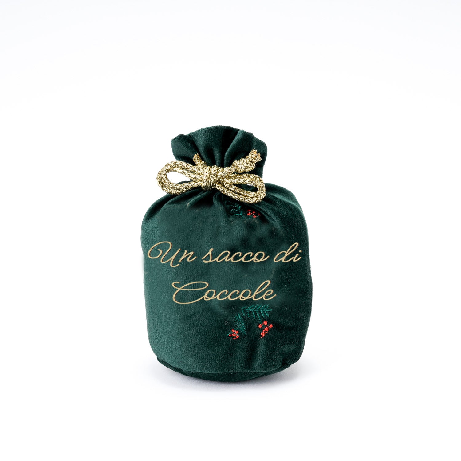 Sacco in velluto carosello colore verde, decorazione Natalizia.