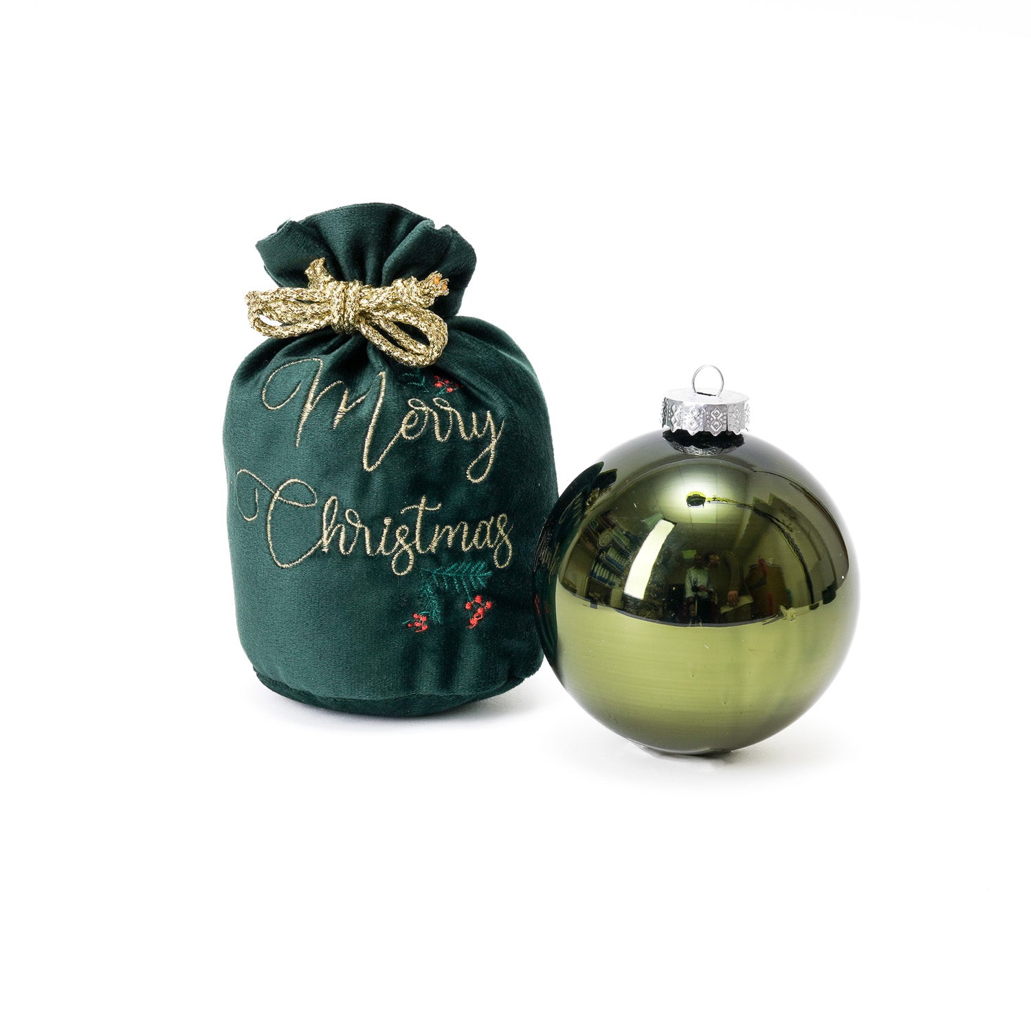 Sacco di Natale verde in velluto 10x17cm, decorazione e confezione Natalizia