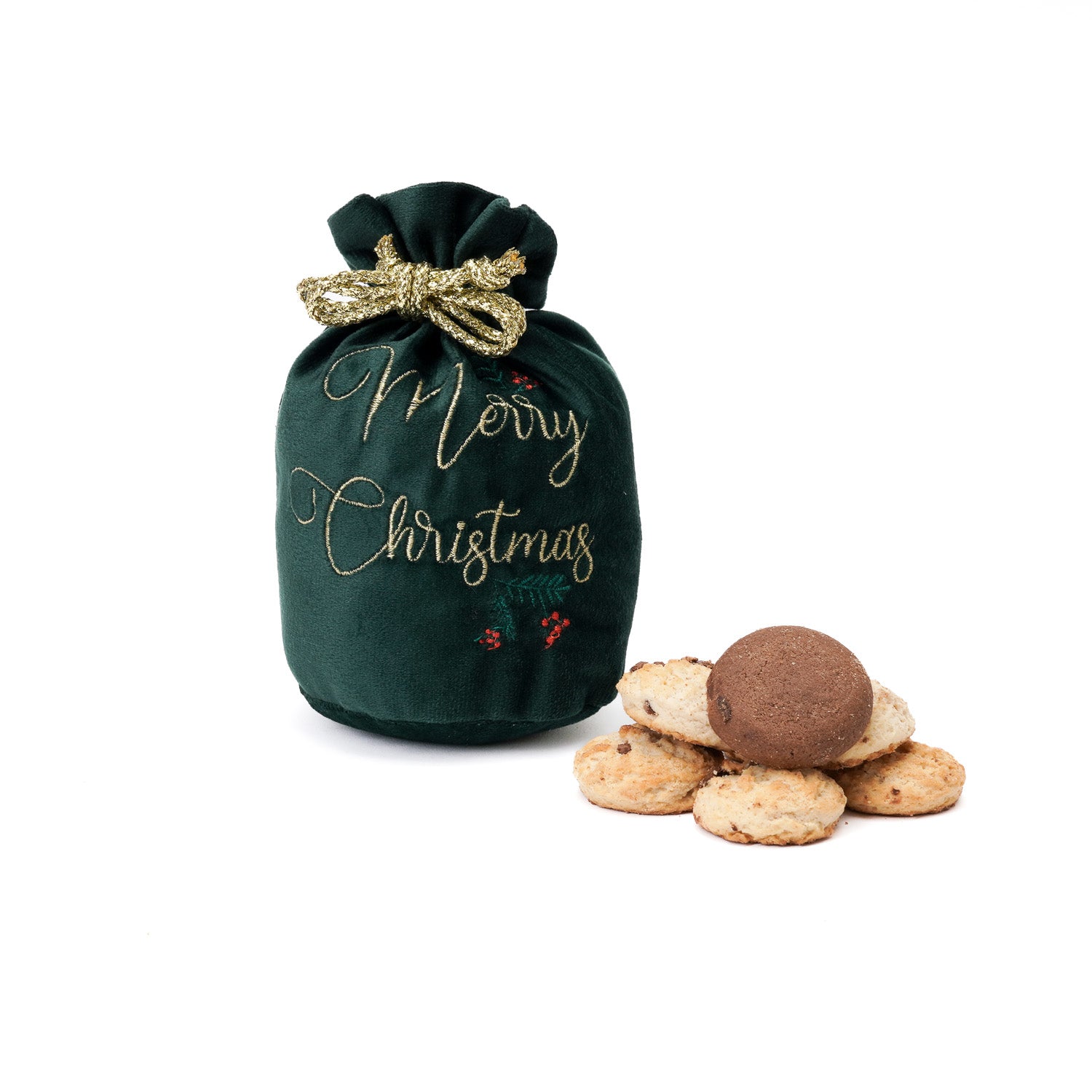 Sacco di Natale verde in velluto 10x17cm, decorazione e confezione Natalizia