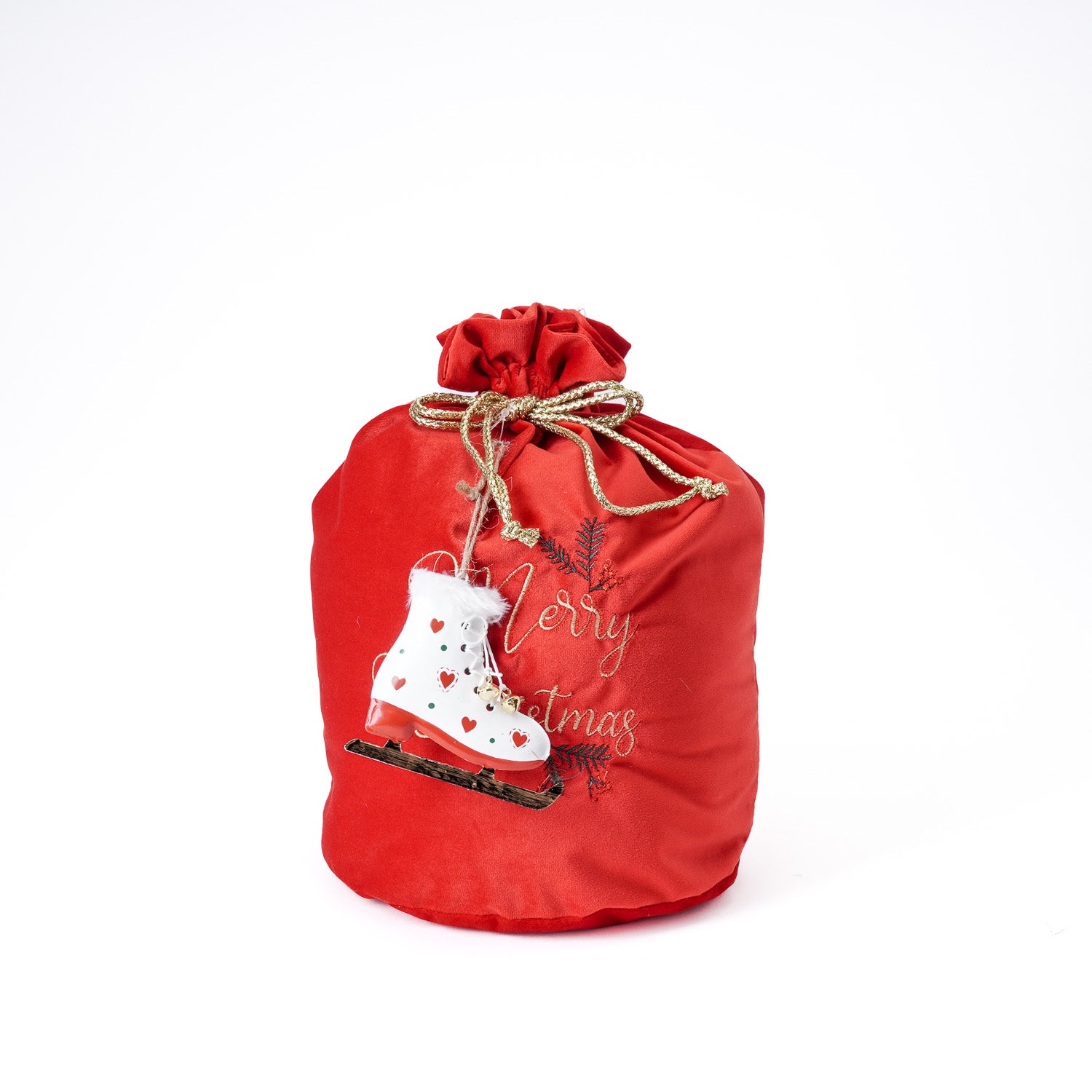 Sacco di Natale rosso in velluto 28x40cm, decorazione e confezione Natalizia