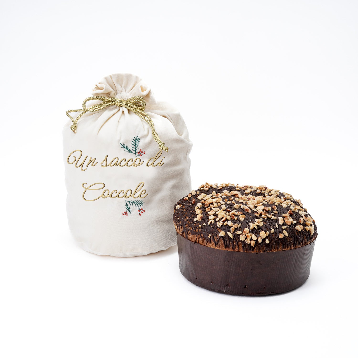 Sacco di Natale crema in velluto 28x40cm, decorazione e confezione Natalizia