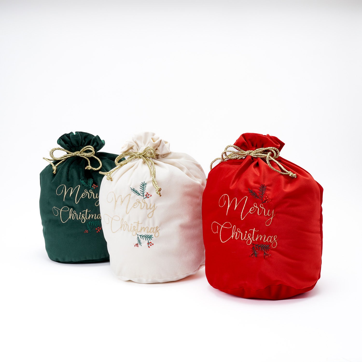 Sacco di Natale crema in velluto 28x40cm, decorazione e confezione Natalizia