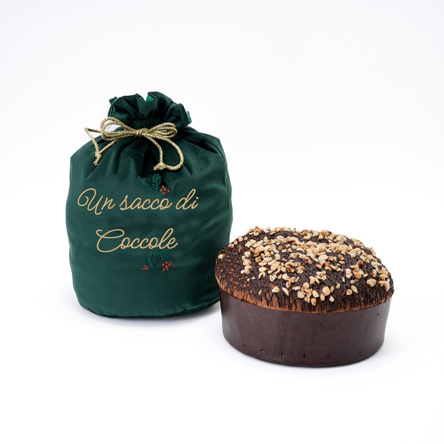 Sacco di Natale verde in velluto 28x40cm, decorazione e confezione Natalizia