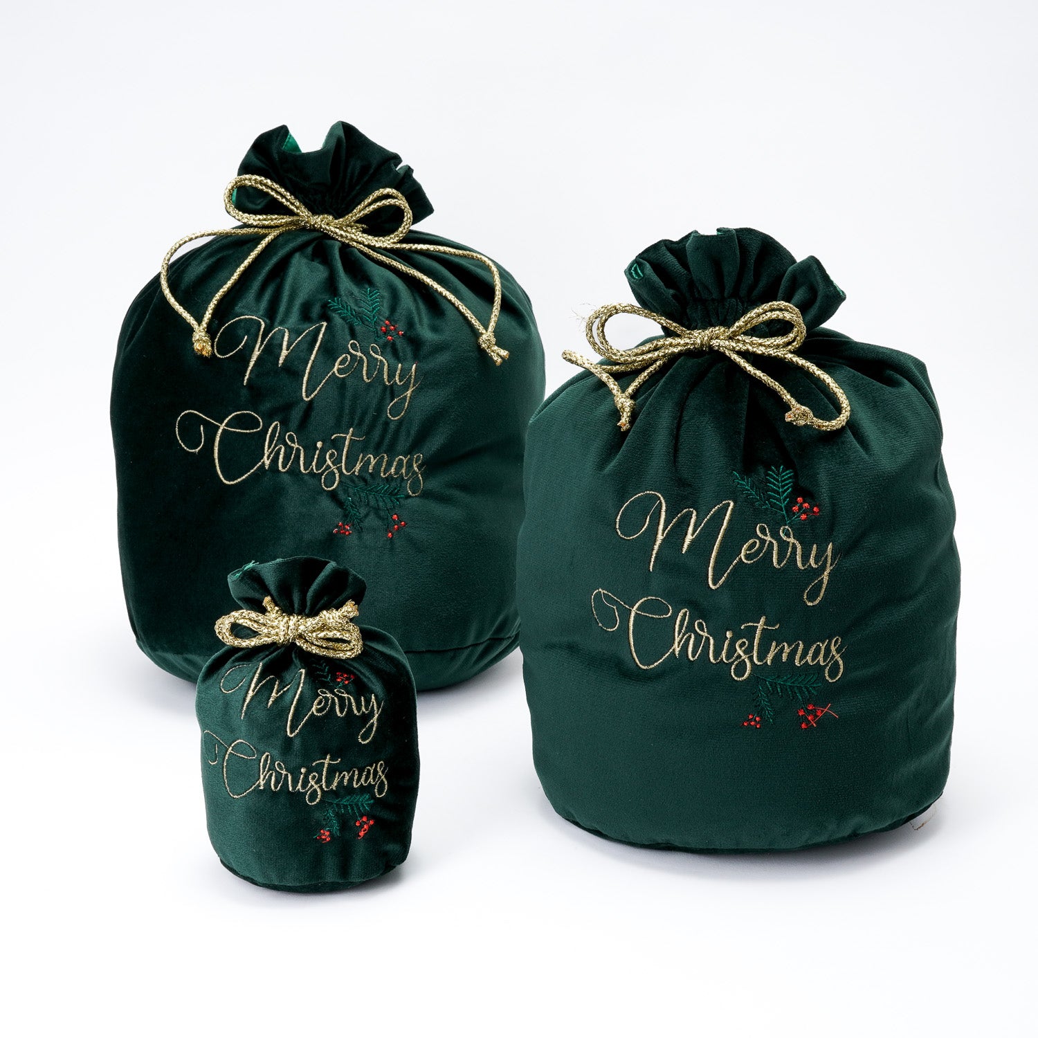 Sacco di Natale verde in velluto 28x40cm, decorazione e confezione Natalizia