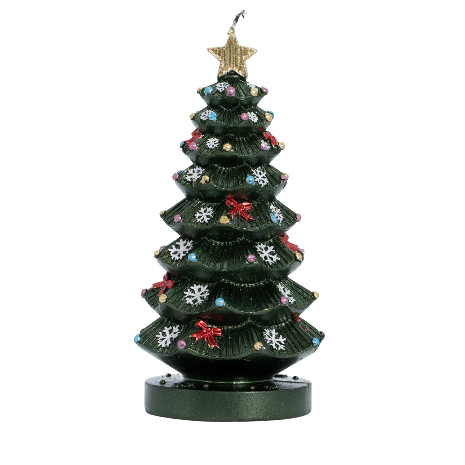 Candela albero XMAS decorata con fiocchi di neve, decorazione Natalizia