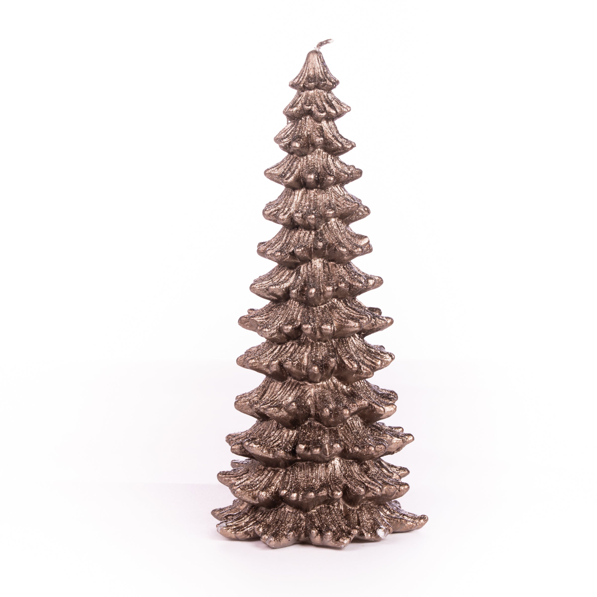 Candela albero in cera stile antico di color oro, decorazione Natalizia