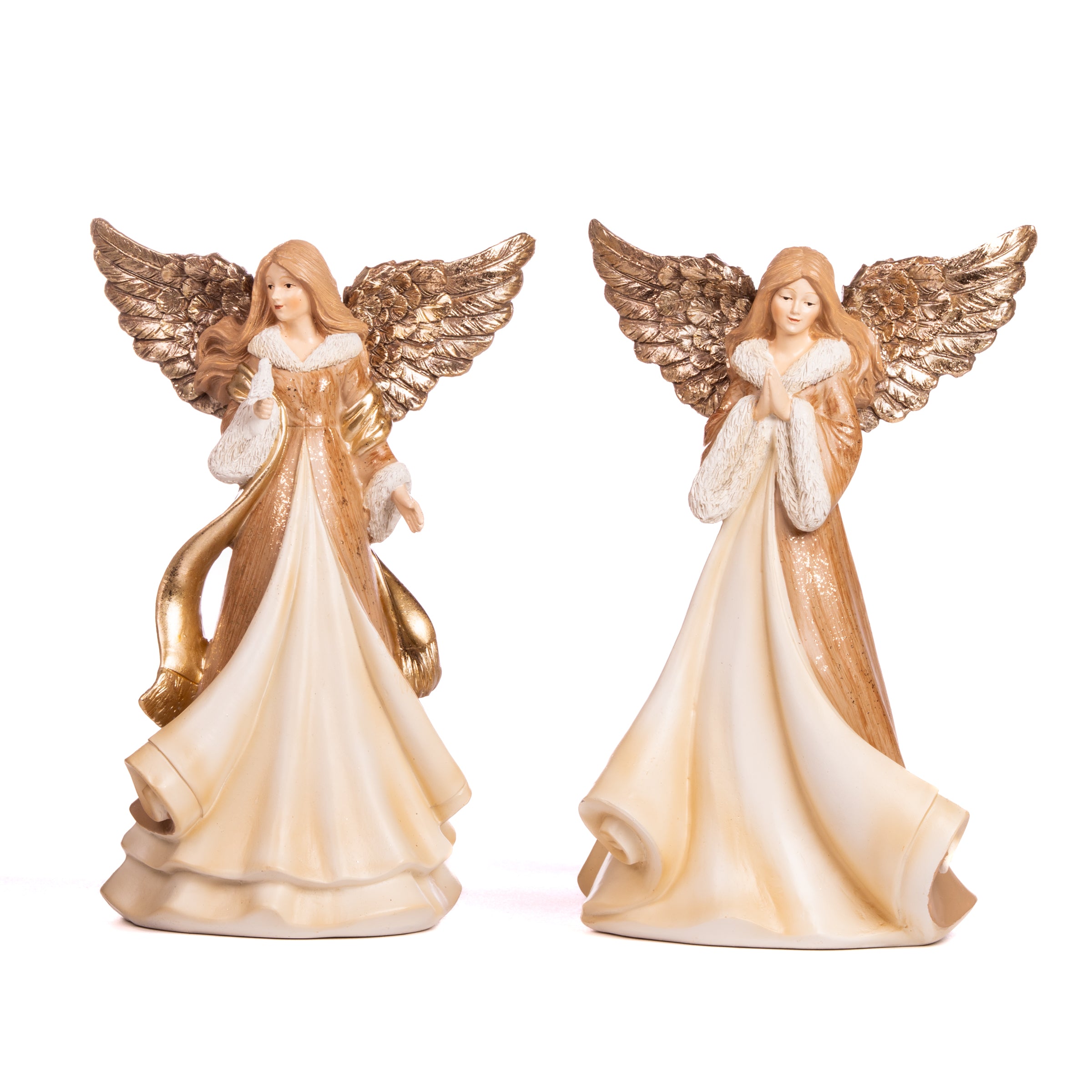 Coppia di Angeli in stile Vintage di coloro oro, decorazione Natalizia.