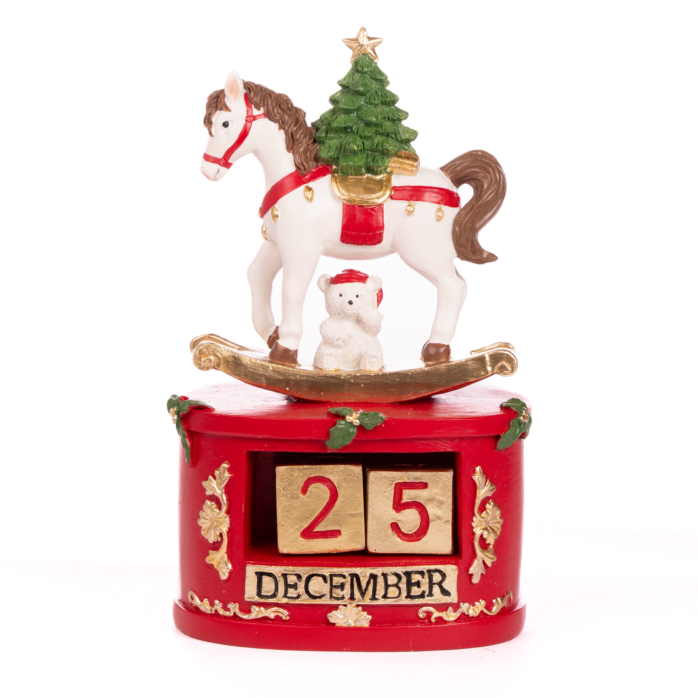 Datario decorato con cavallo a tema Natalizio, decorazione Natalizia.