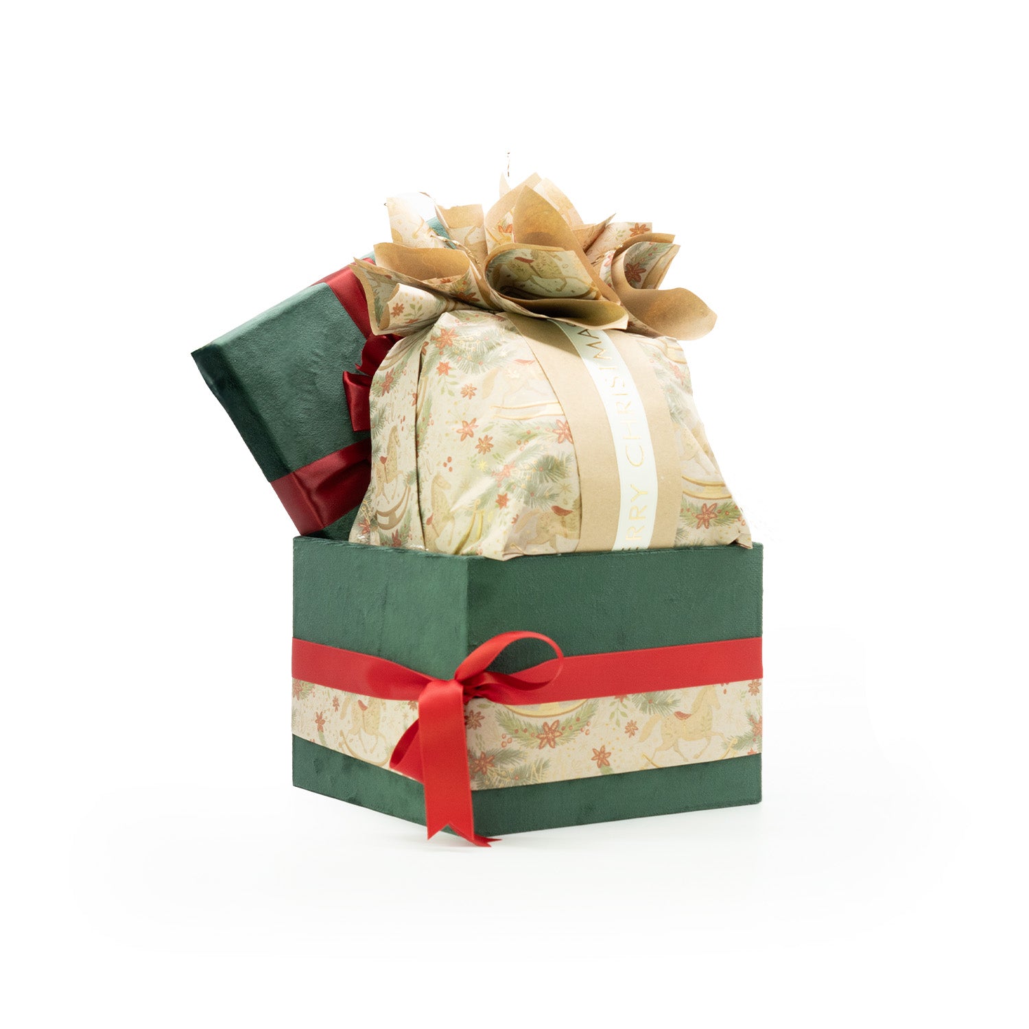 Set 2 scatole velluto crema con fiocco oro