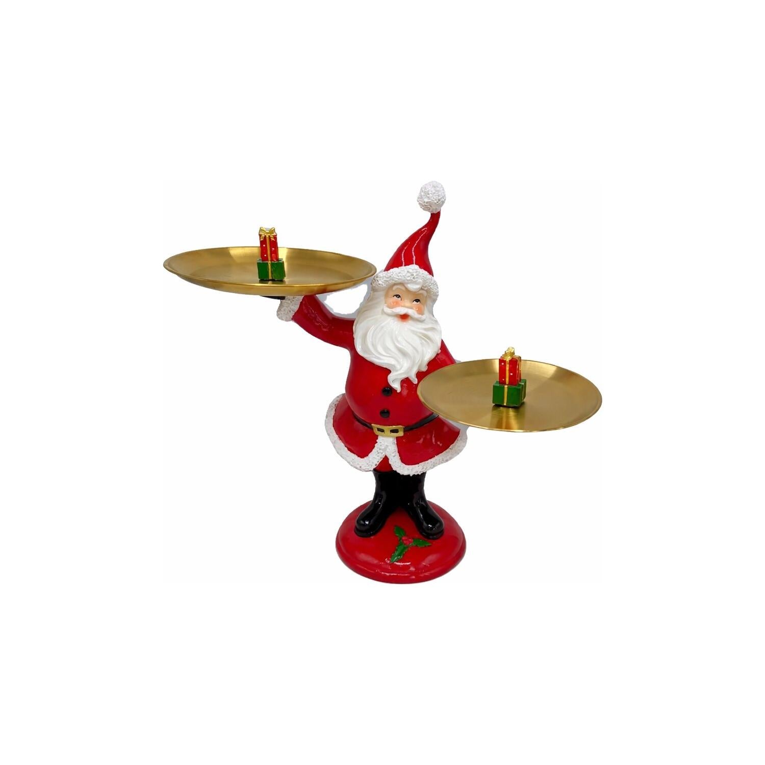 Babbo natale felice con vassoi