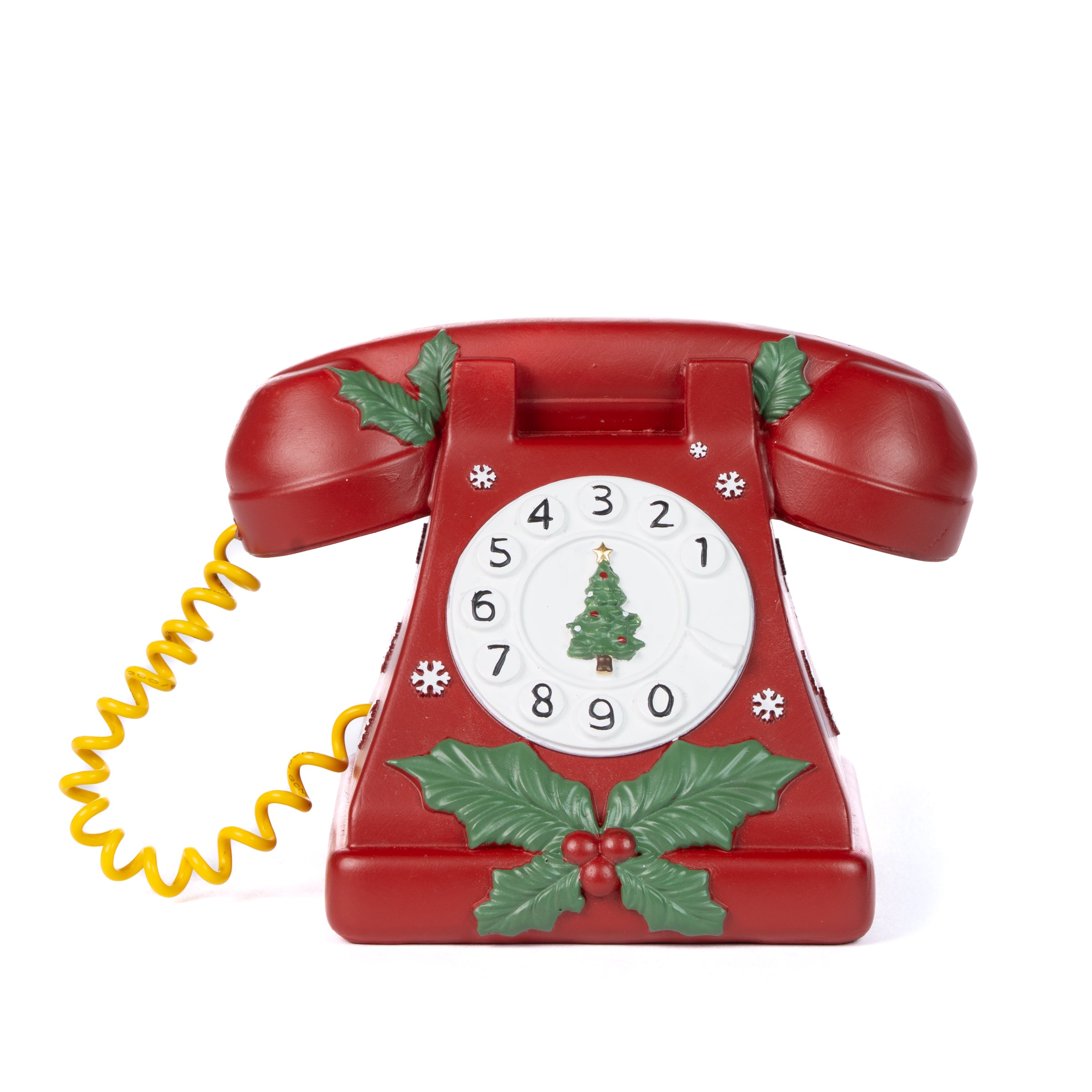 Telefono anni 80 XMAS con agrifoglio