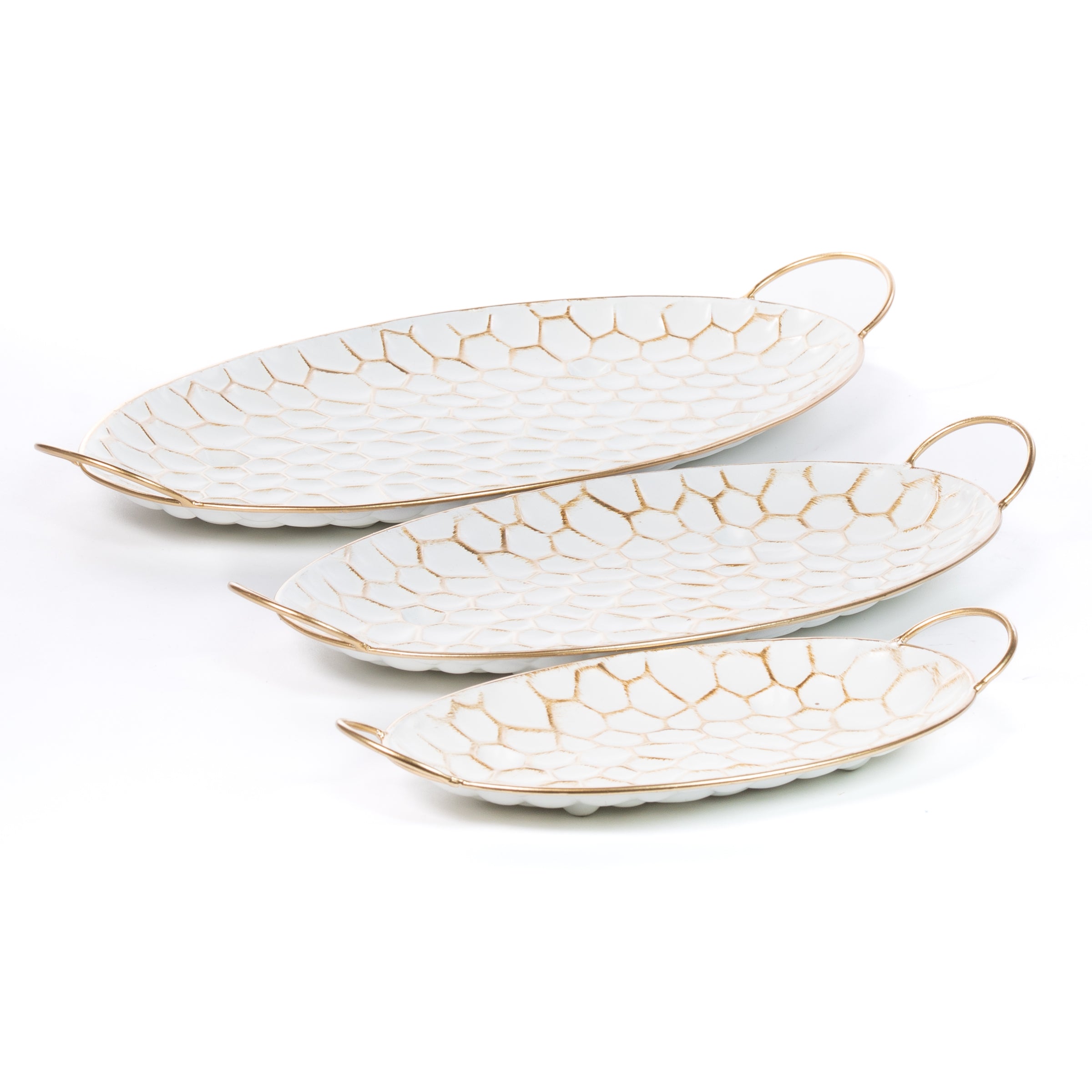 Set 3 vassoi in latta di colore bianco, decorazione Natalizia