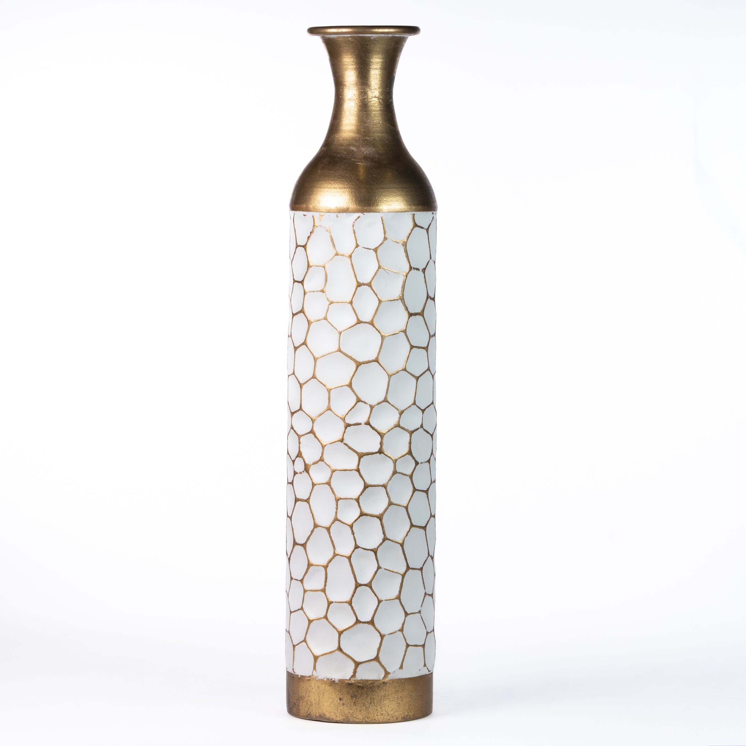 Vaso monofiore di colore bianco con dettagli oro, decorazione Natalizia