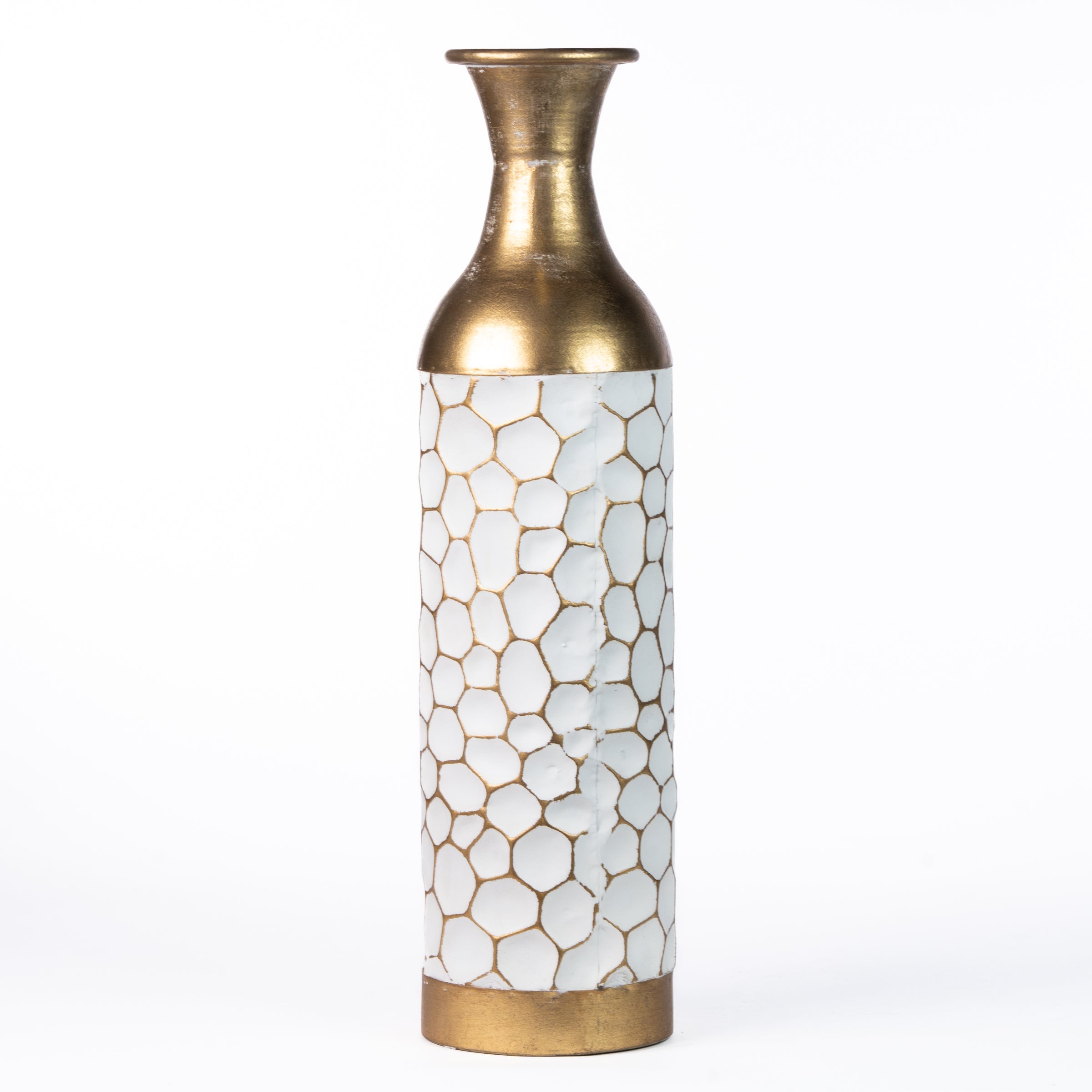 Vaso monofiore di colore bianco con dettagli oro, decorazione Natalizia