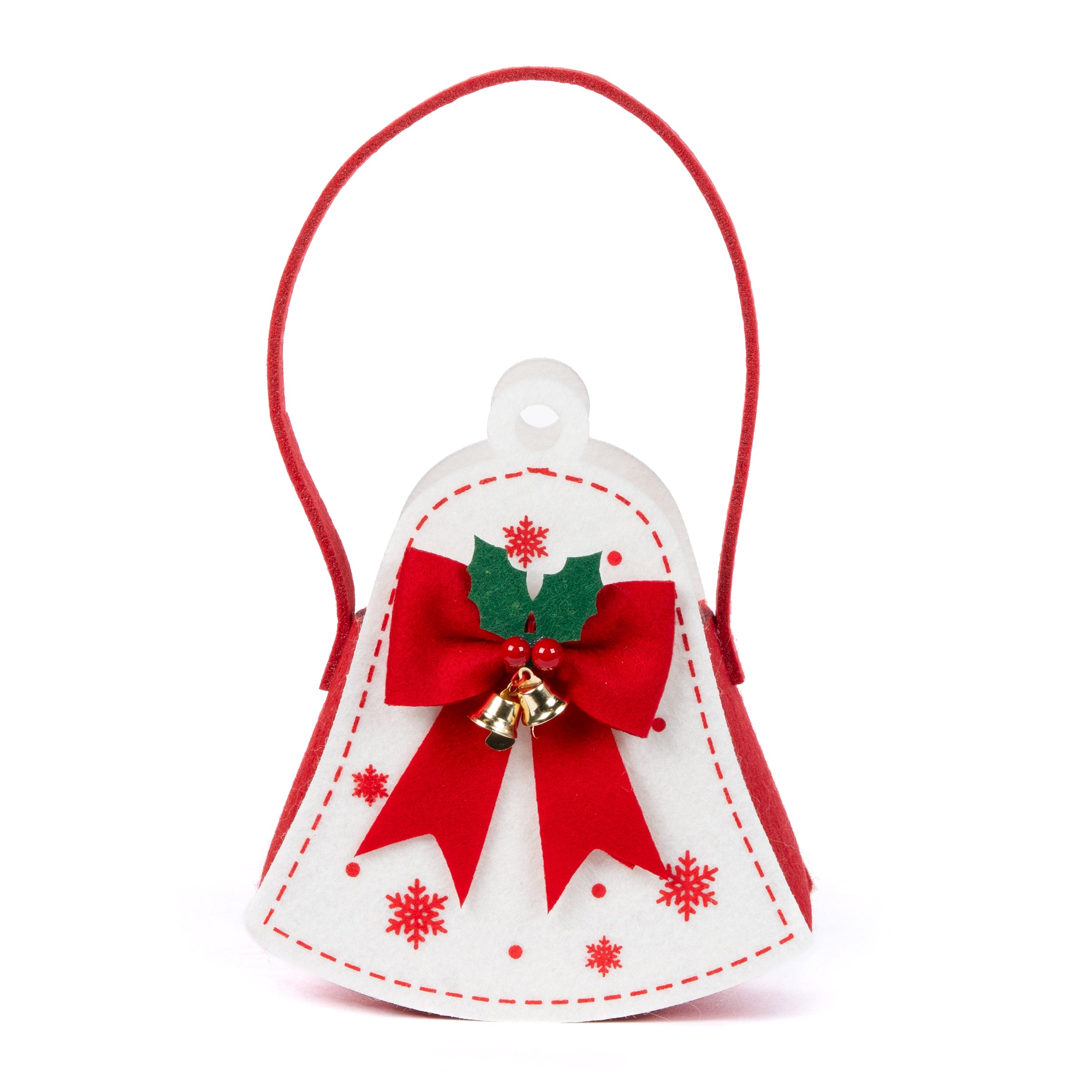 Bag Campana Nataliza in feltro decorata con fiocco, decorazione Natalizia.