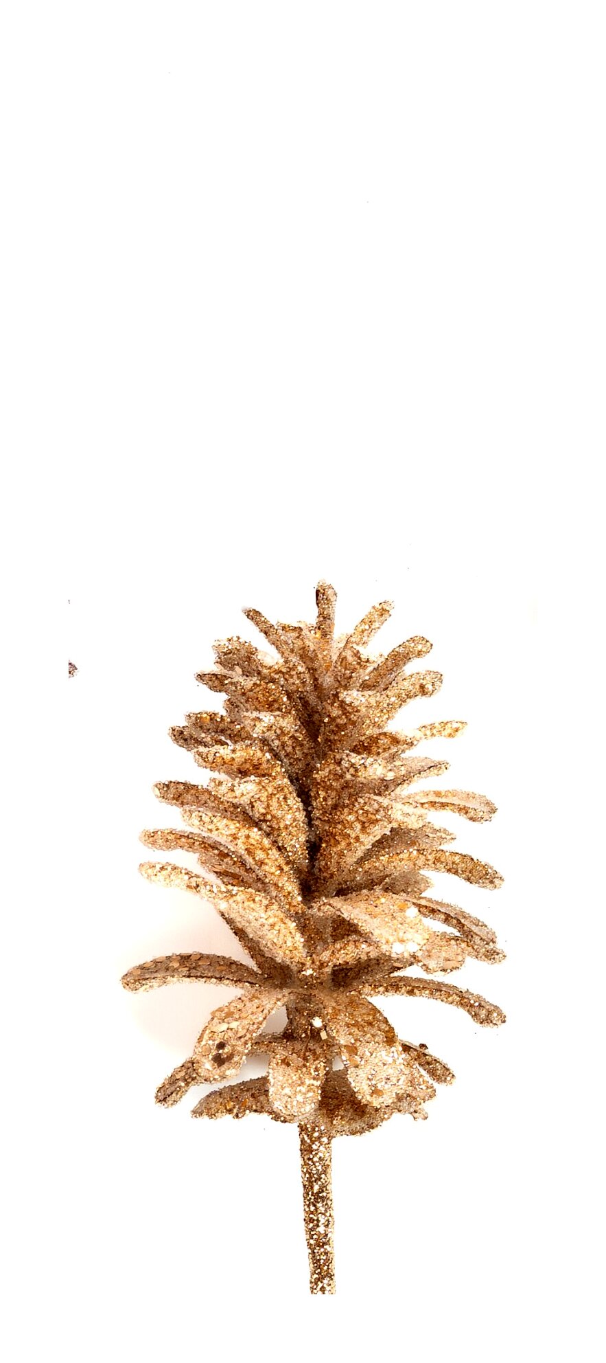 Ramo Pigna di colore chamapagne con Glitter, decorazione Natalizia.