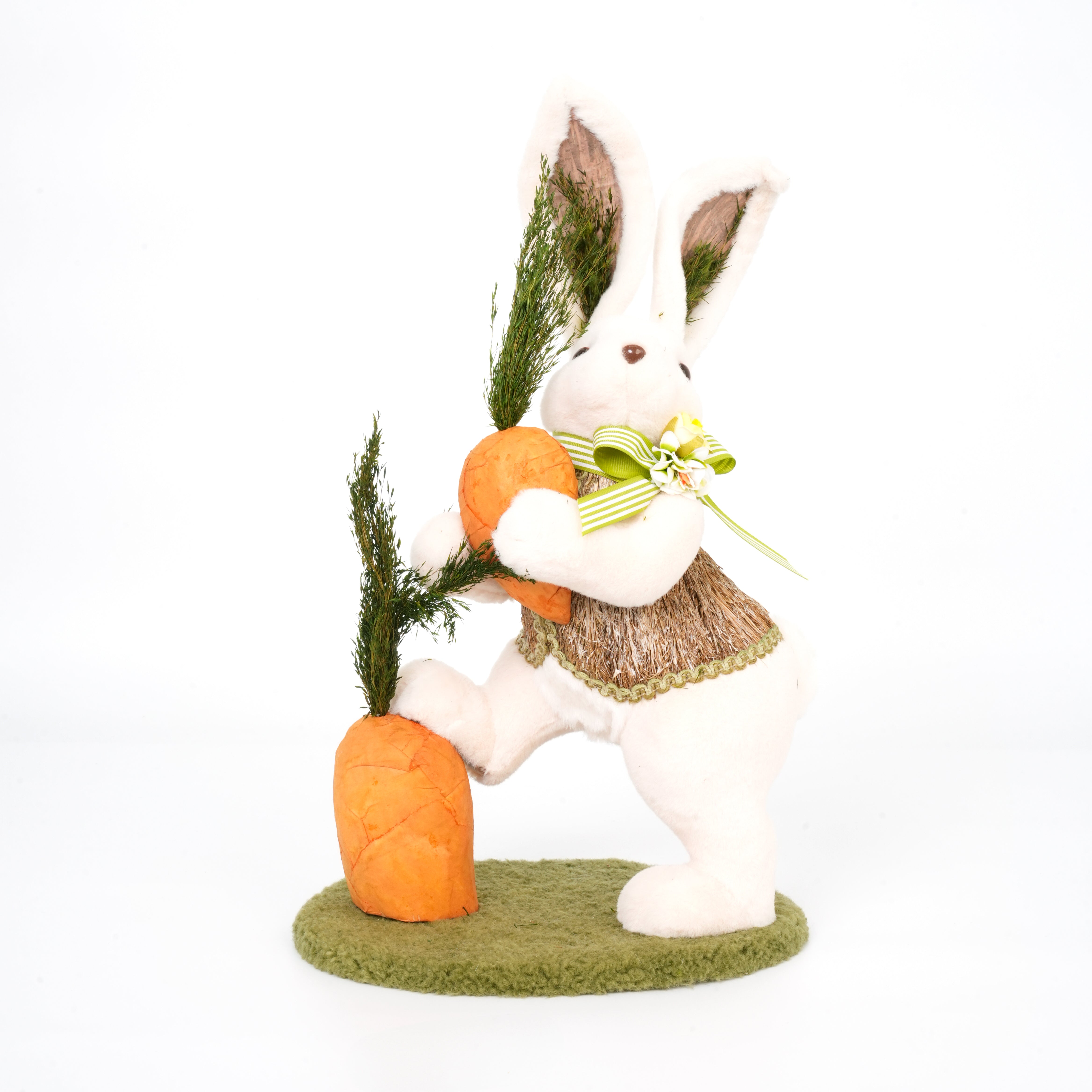 Coniglio decorativo con carota effetto peluche, 25x17x30 , decorazioni pasquali