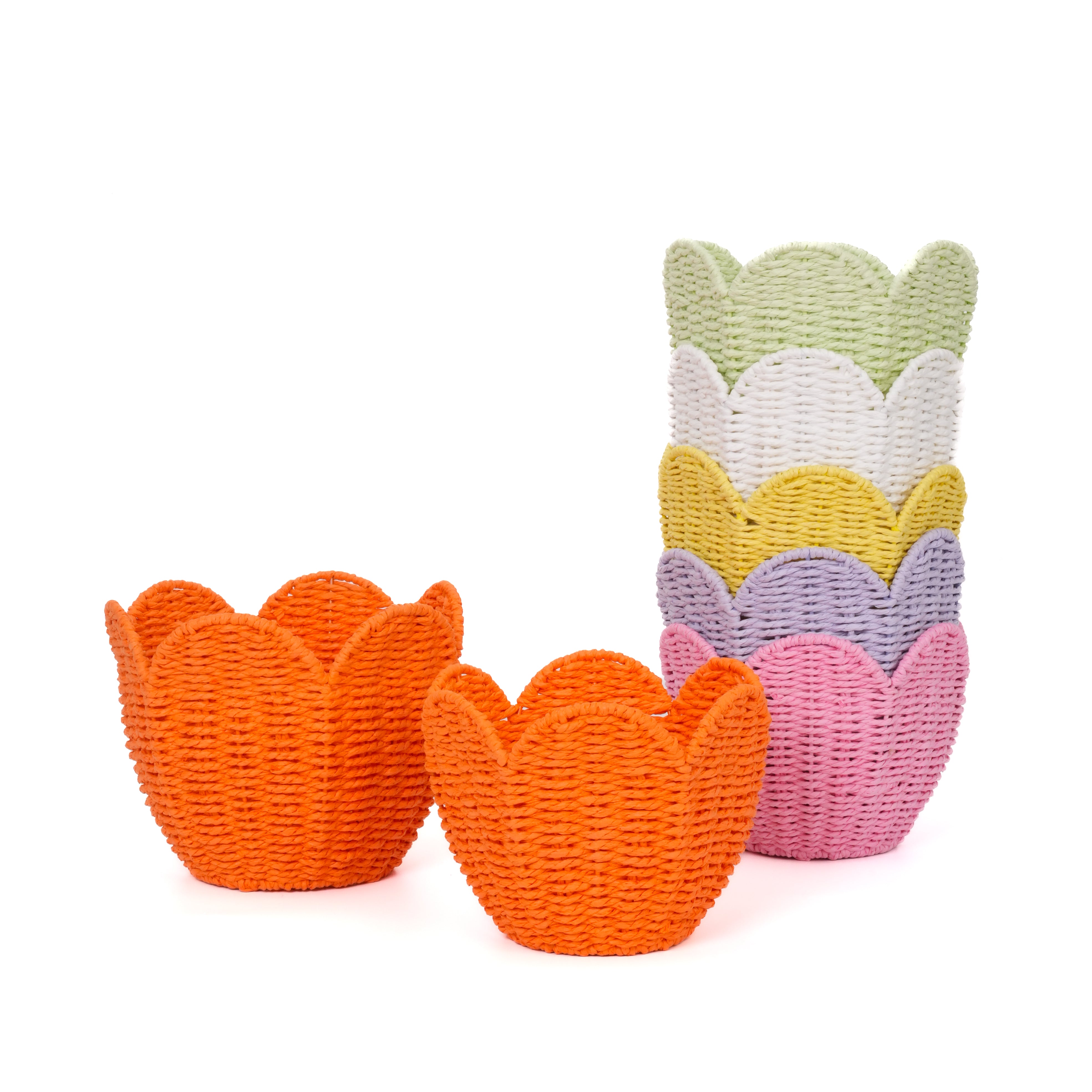 Set 2 Caspo fiore,materiale juta intrecciato, 20x16/23x19, confezioni per pasqua, composizioni floreali