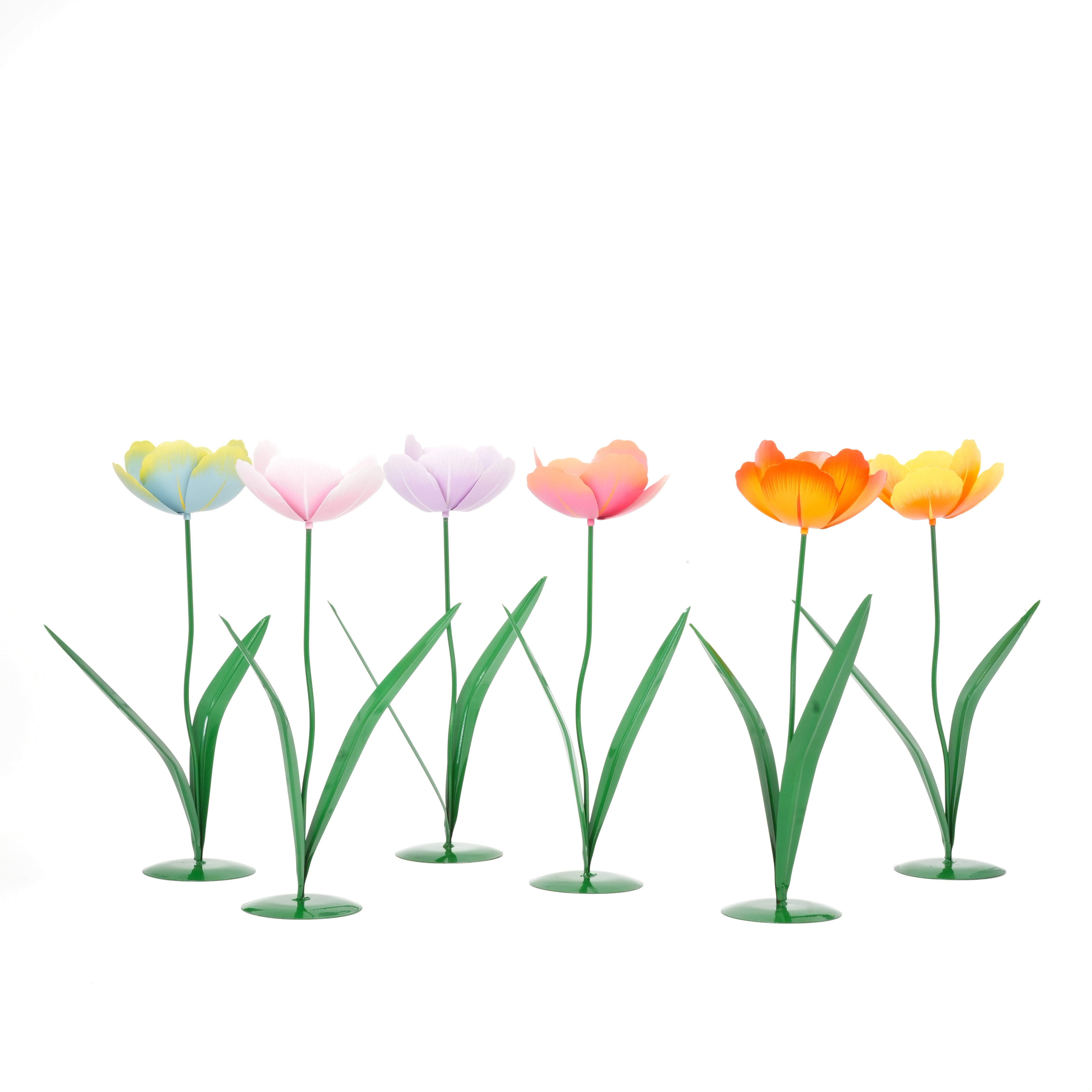 Fiore tulipano in metallo con portacandela tea light