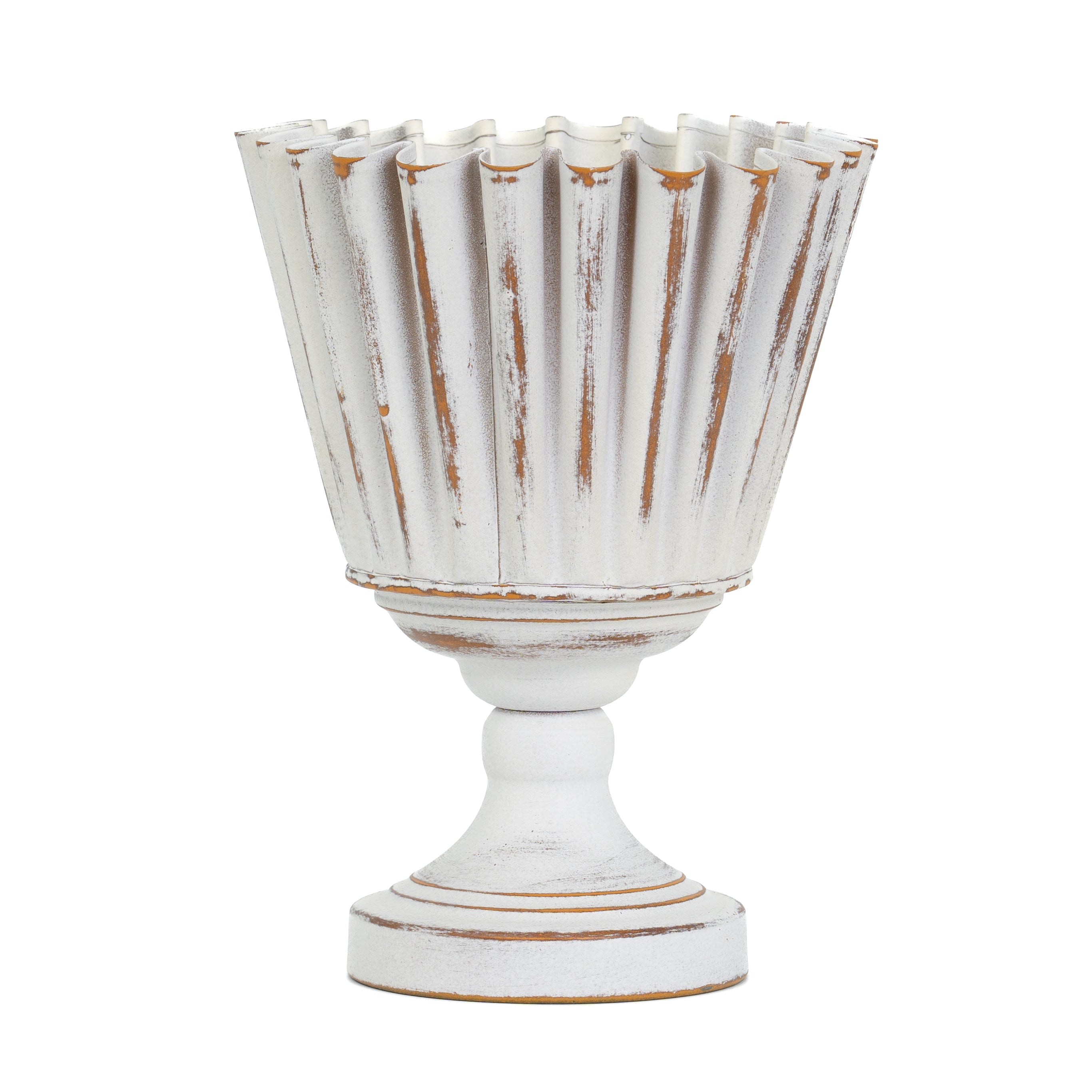 Vaso bianco shabby effetto onda, 24x30cm, composizioni floreali,allestimento eventi